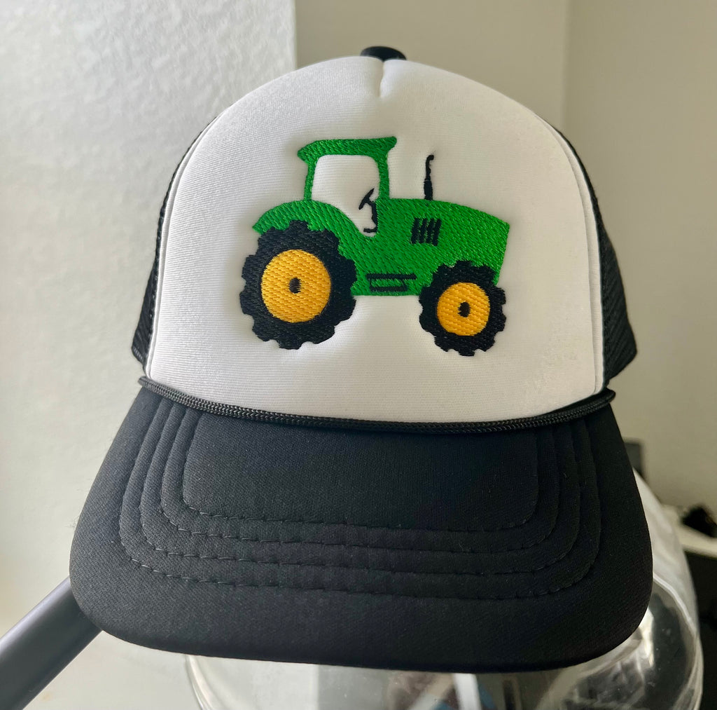 Baby & Toddler embroidered Tractor Trucker Hat – Rope Style-fits ages 0-4