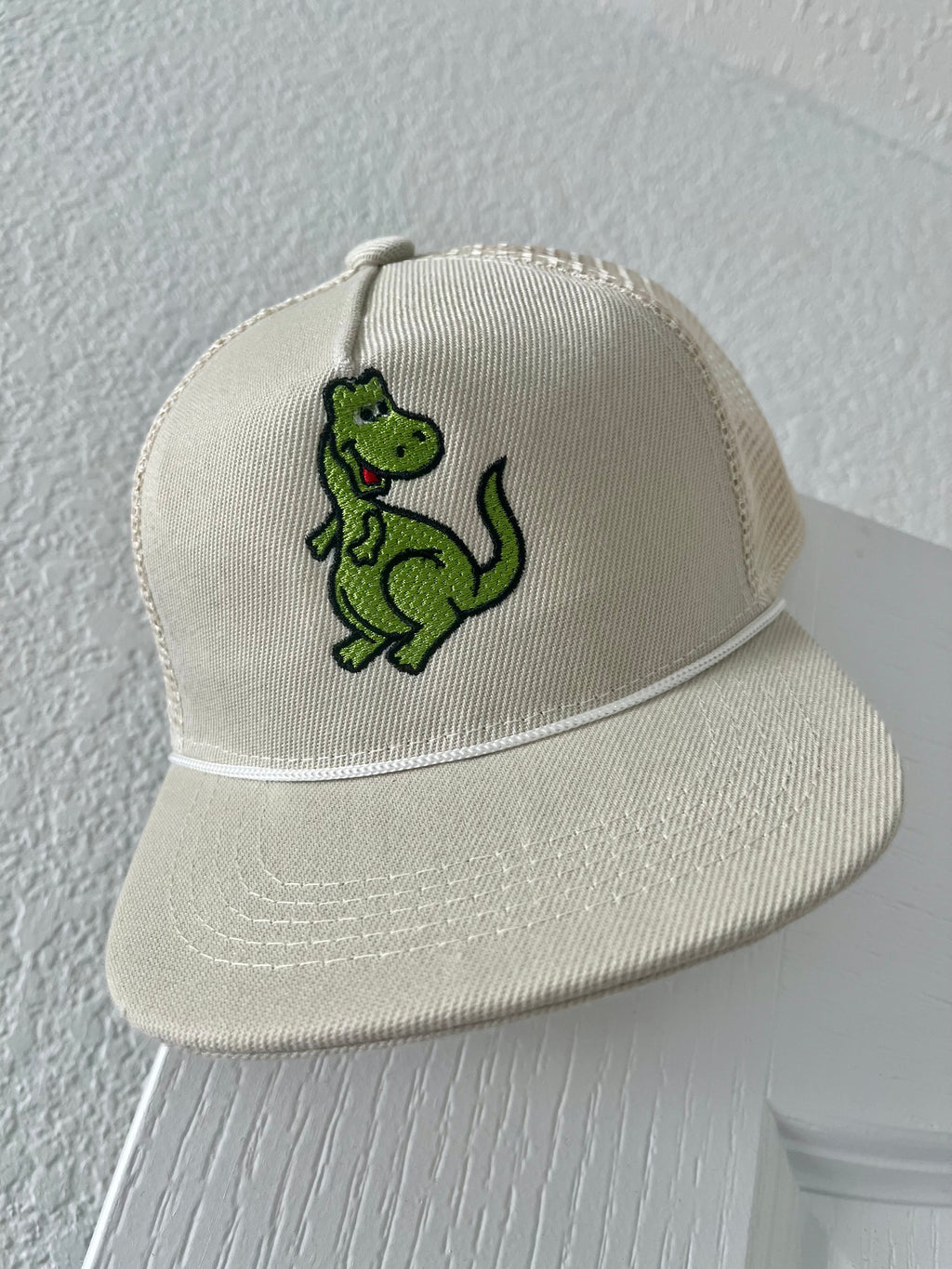 Baby/Toddler embroidered Dinosaur Trucker Rope Hat- fits ages 0-4