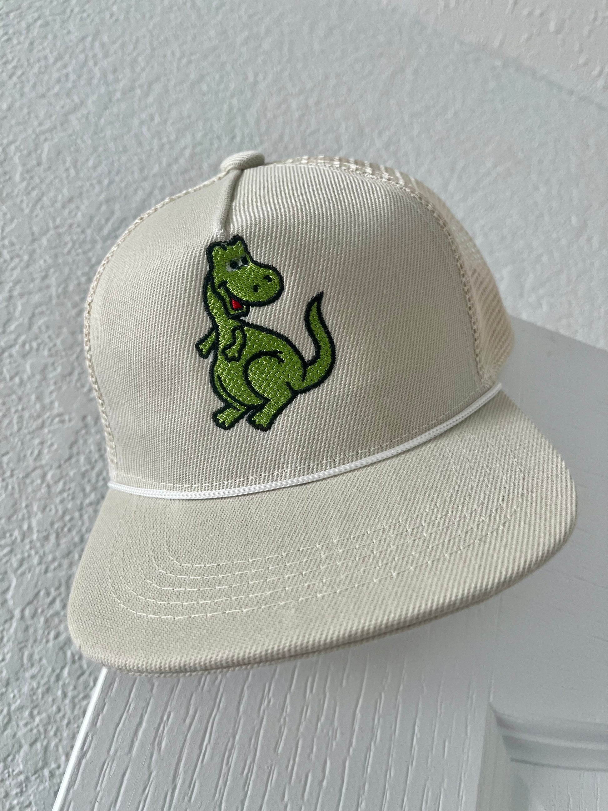 Baby/Toddler embroidered Dinosaur Trucker Rope Hat- fits ages 0-4