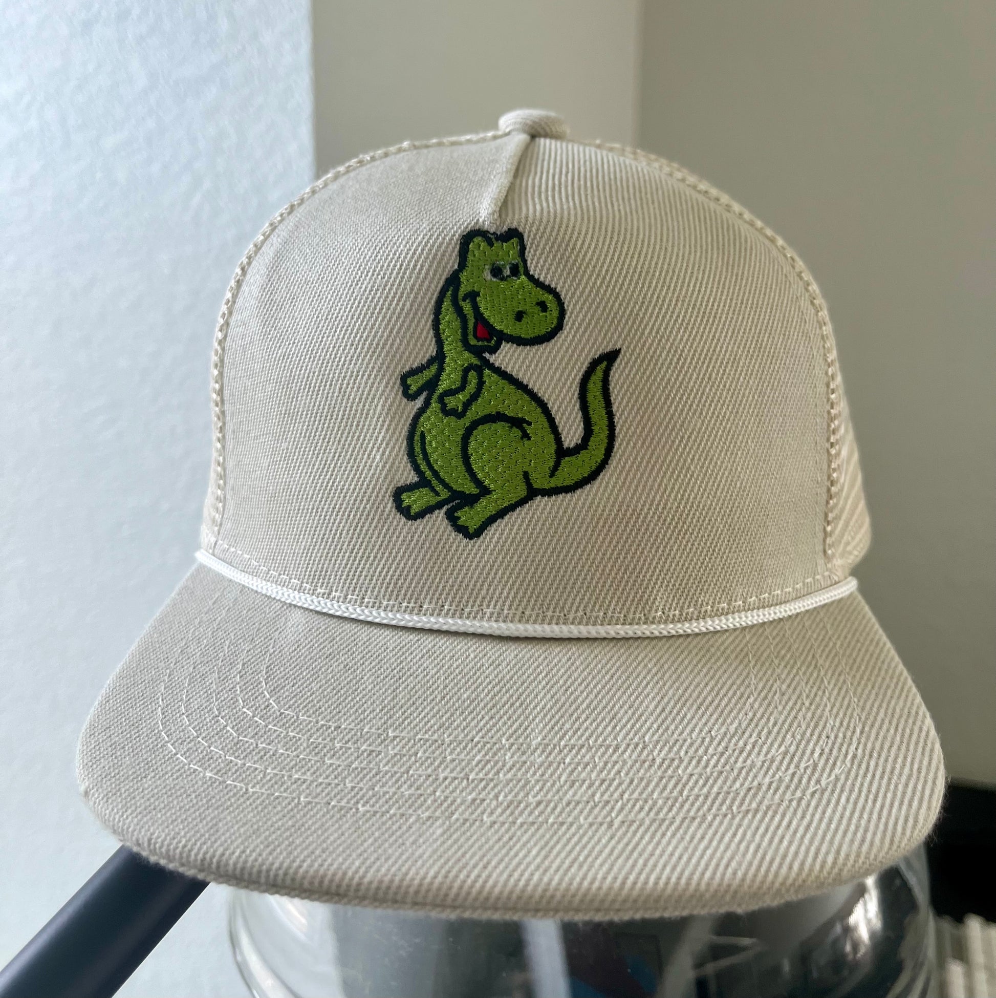 Baby/Toddler embroidered Dinosaur Trucker Rope Hat- fits ages 0-4