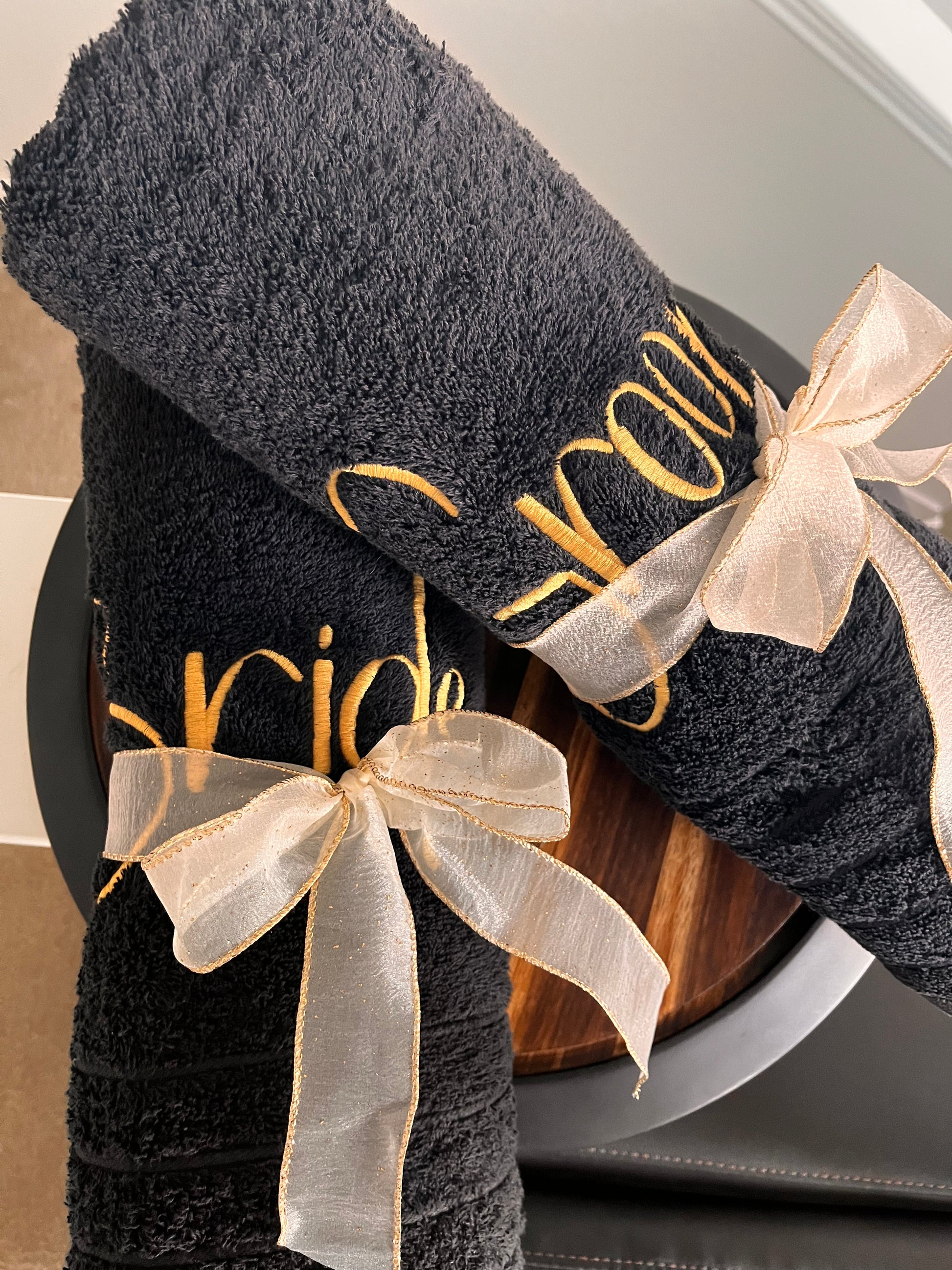 HoneyMoon/Wedding Beach gift Package- Personalized embroidered Bride and Groom Set
