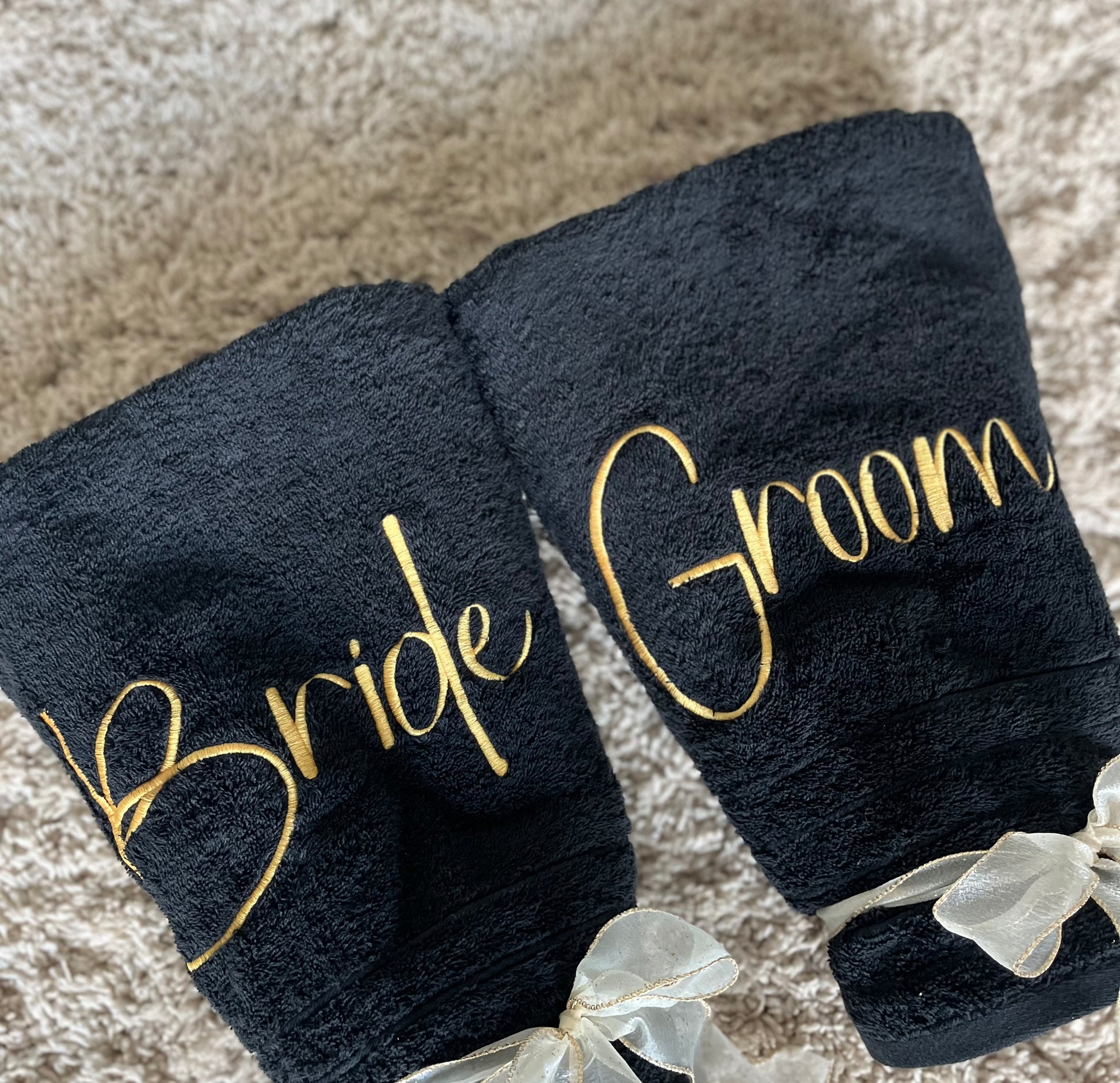 HoneyMoon/Wedding Beach gift Package- Personalized embroidered Bride and Groom Set