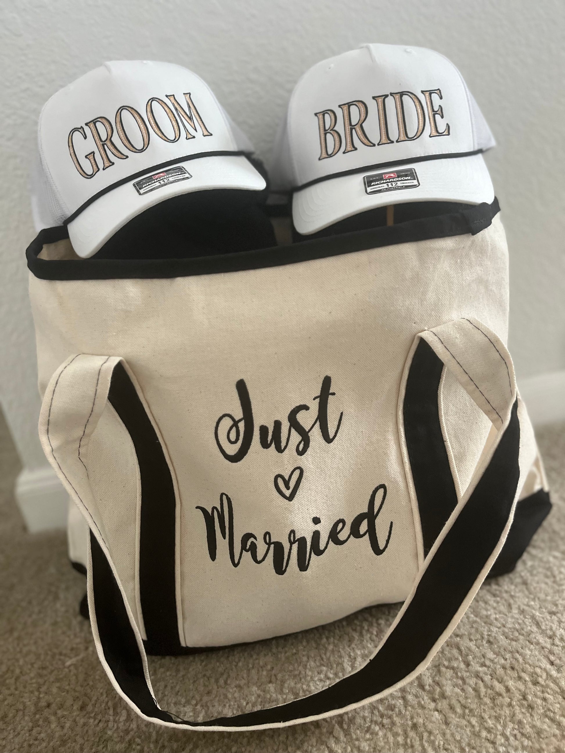 HoneyMoon/Wedding Beach gift Package- Personalized embroidered Bride and Groom Set