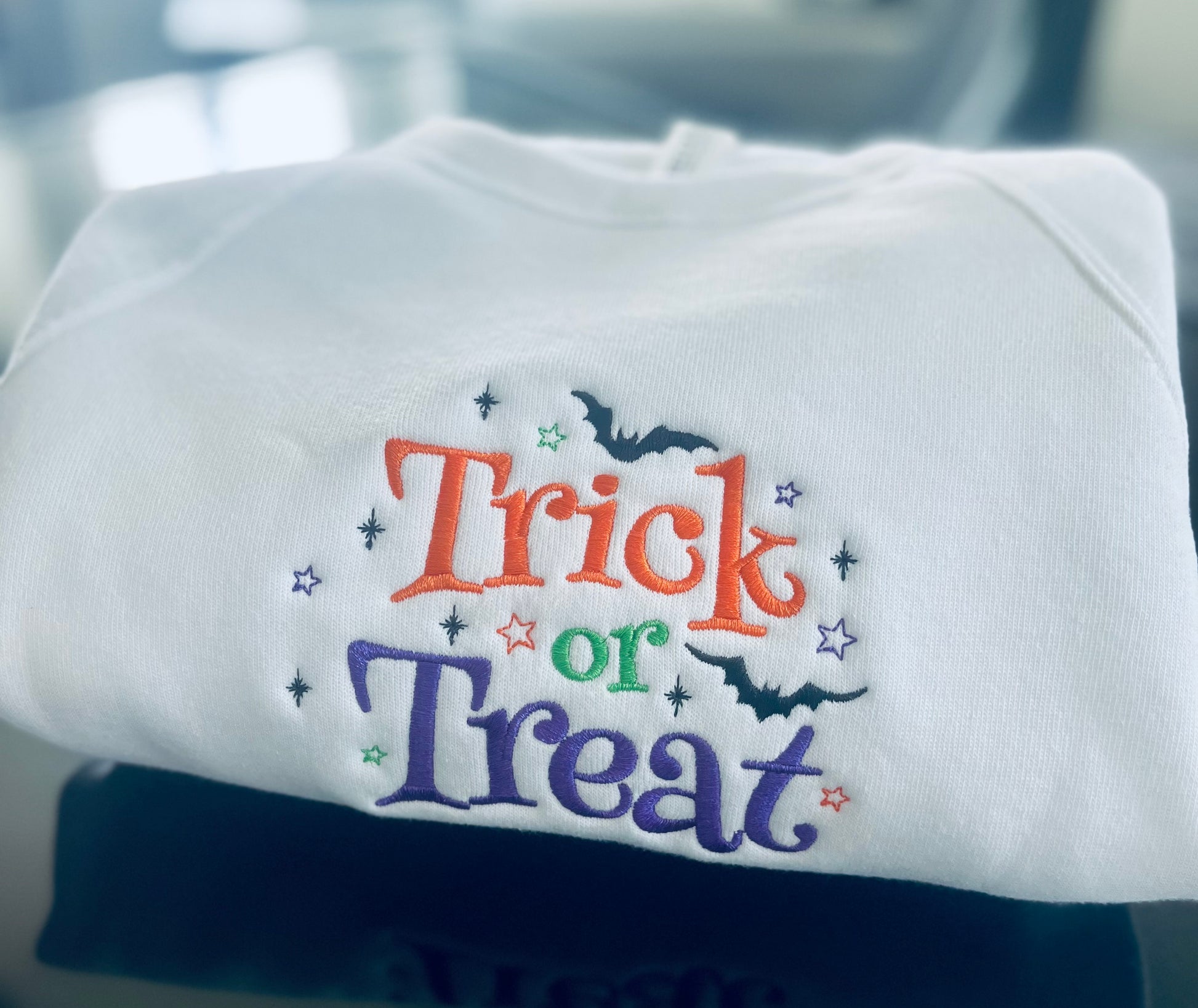 Trick or Treat embroidered Halloween crewneck- Bella + Canvas crew