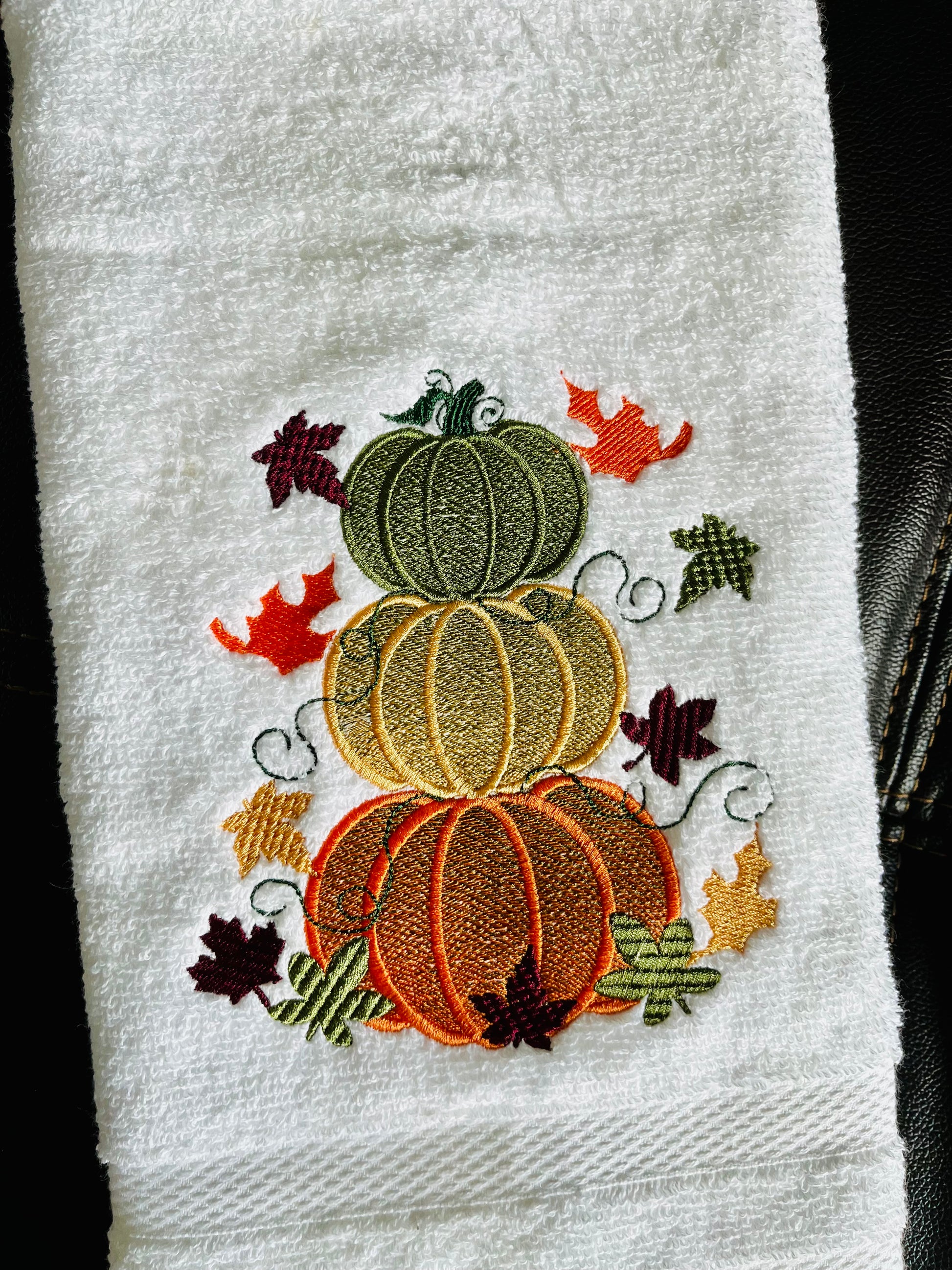 Festive Fall Pumpkin hand towel-Beautifully embroidered