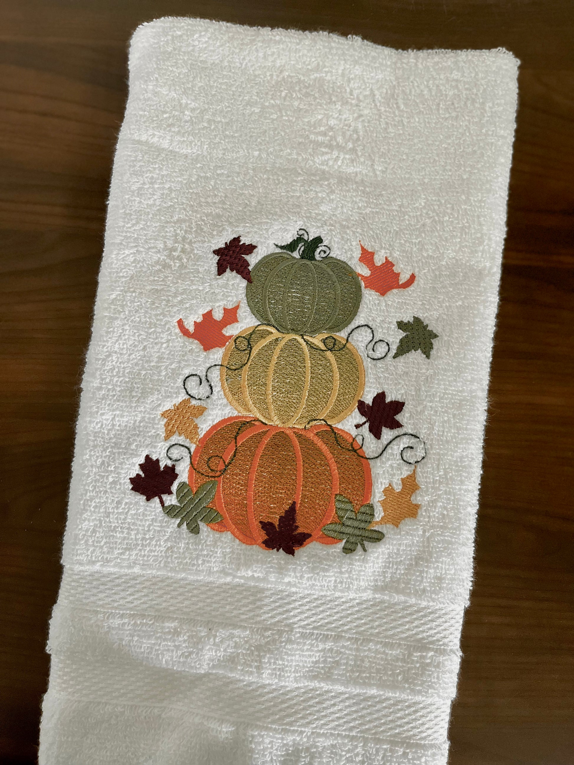Festive Fall Pumpkin hand towel-Beautifully embroidered