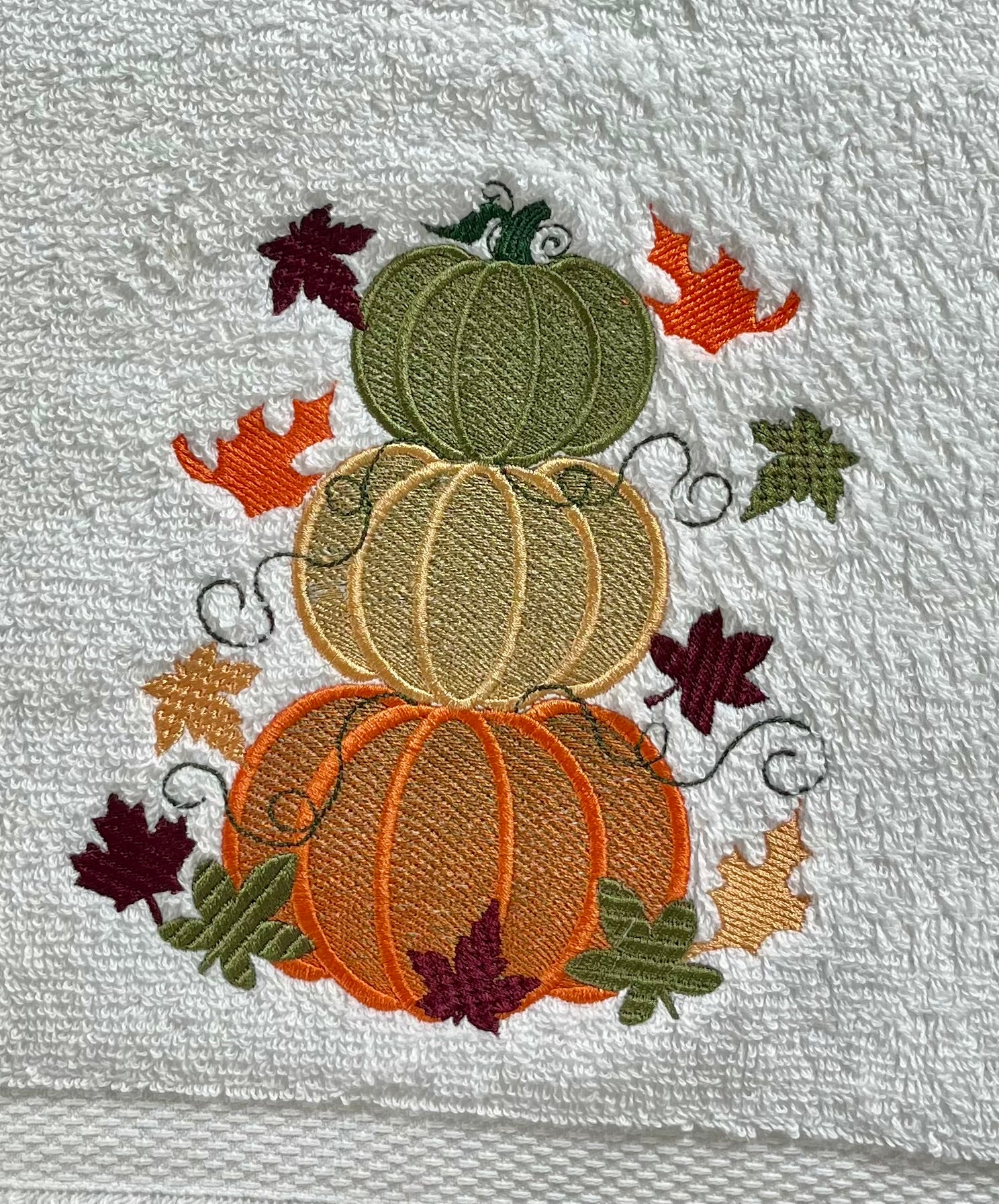 Festive Fall Pumpkin hand towel-Beautifully embroidered