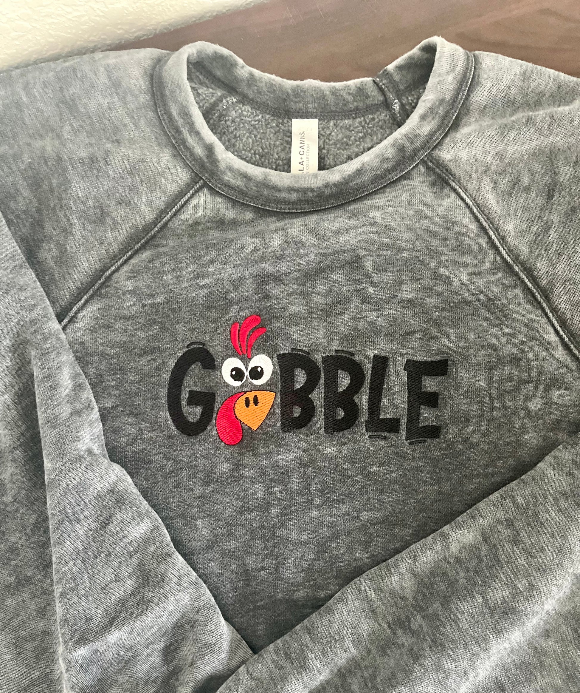 Gobble embroidered Thanksgiving/Fall crewneck- Bella + Canvas crewneck