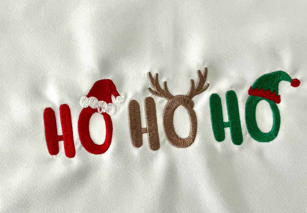 Ho Ho Ho Christmas embroidered Doggie Bandana