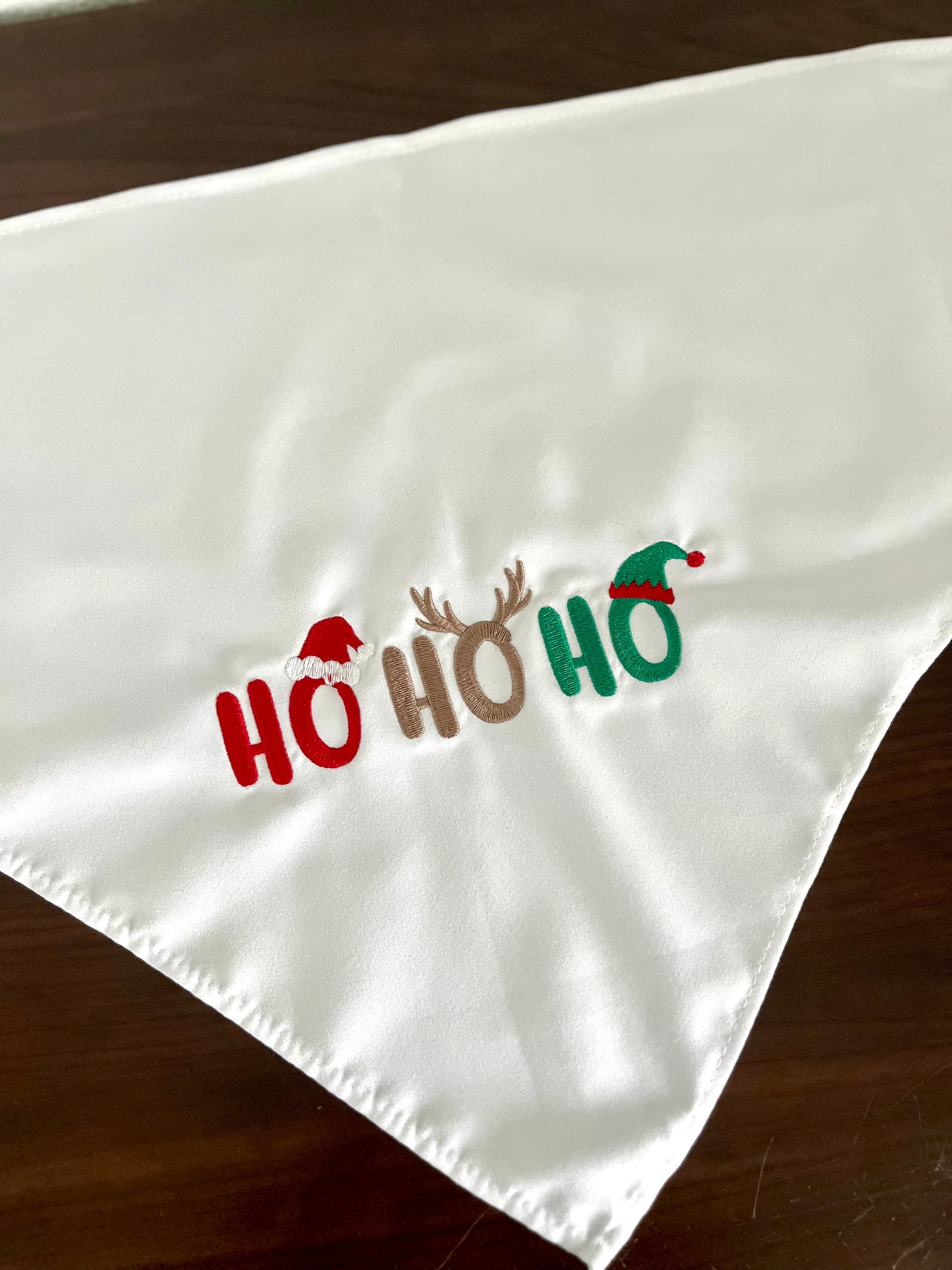 Ho Ho Ho Christmas embroidered Doggie Bandana
