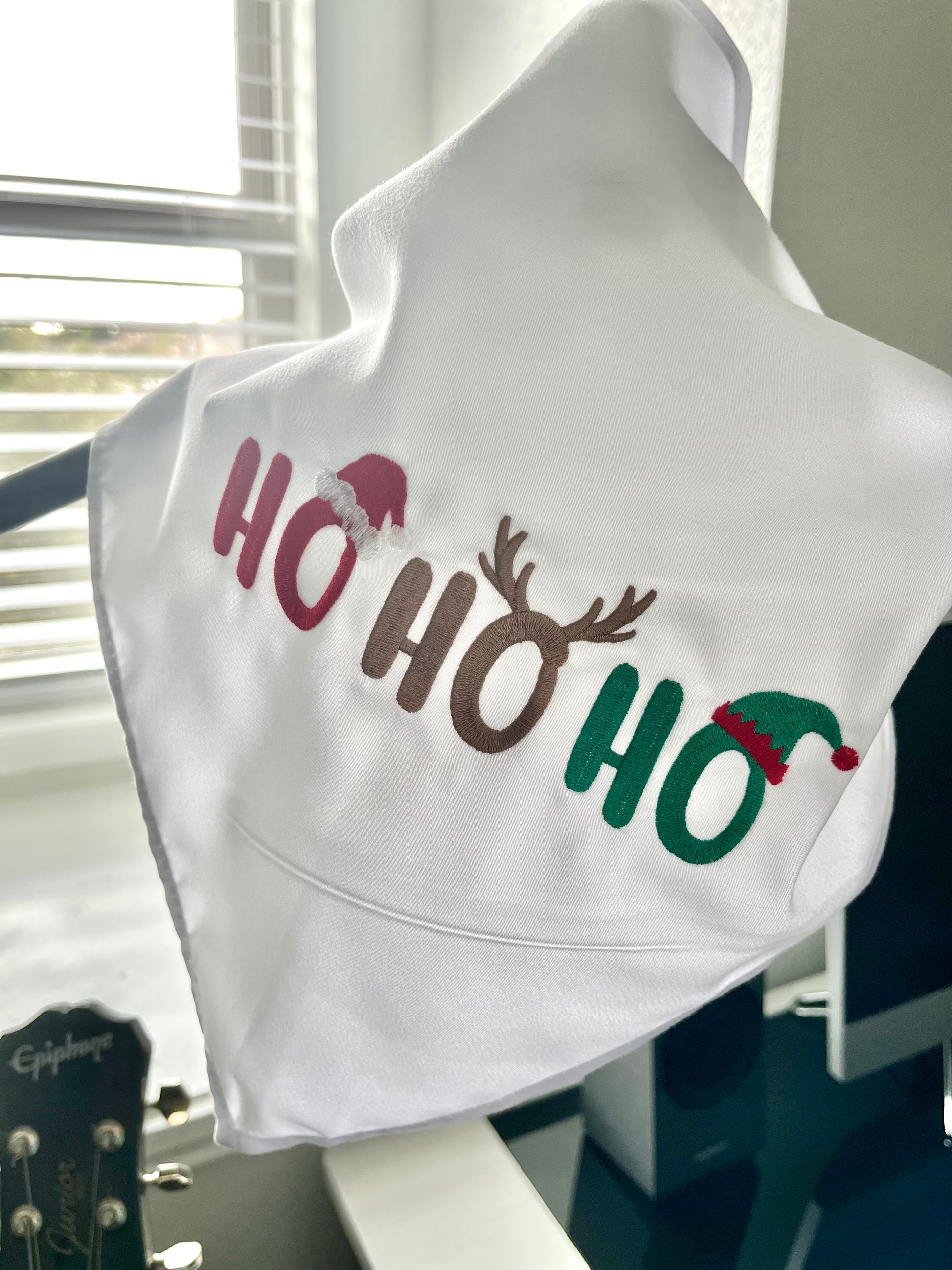 Ho Ho Ho Christmas embroidered Doggie Bandana