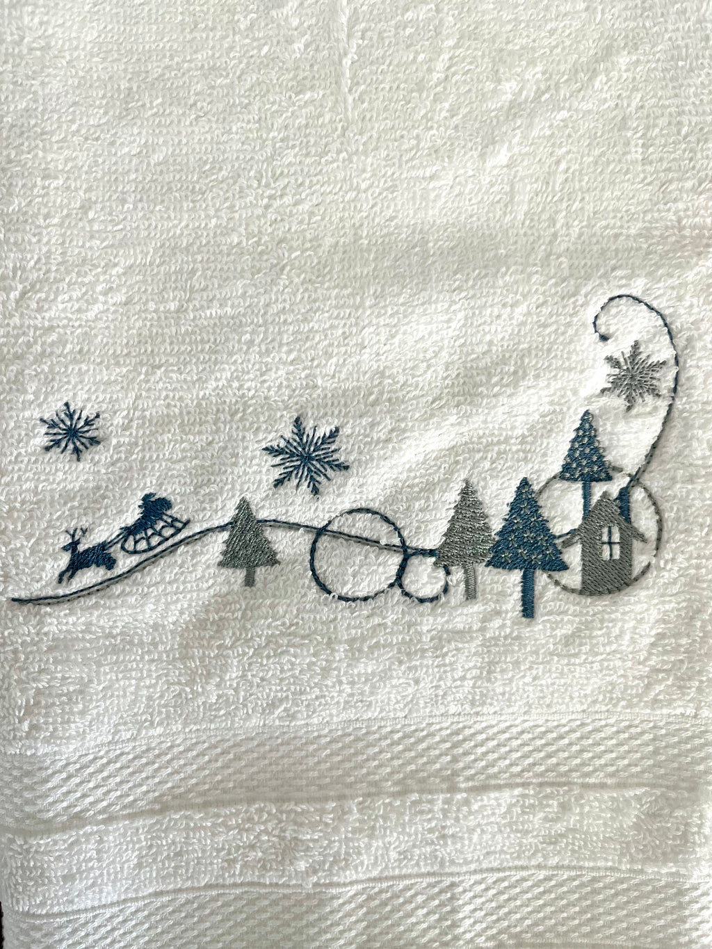Christmas Winter Wonderland embroidered hand towel
