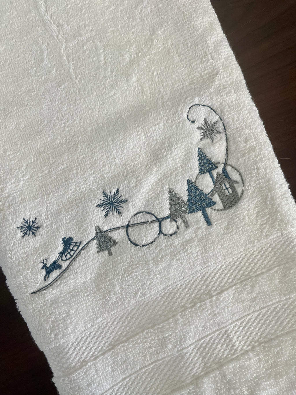 Christmas Winter Wonderland embroidered hand towel