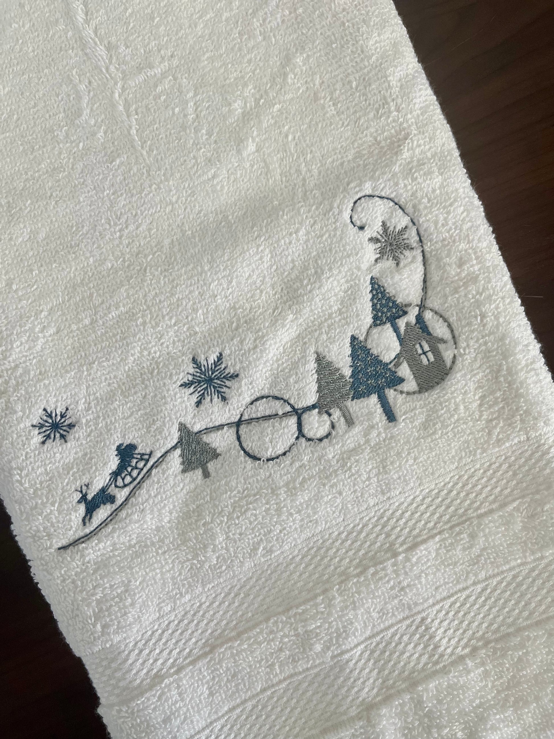 Christmas Winter Wonderland embroidered hand towel