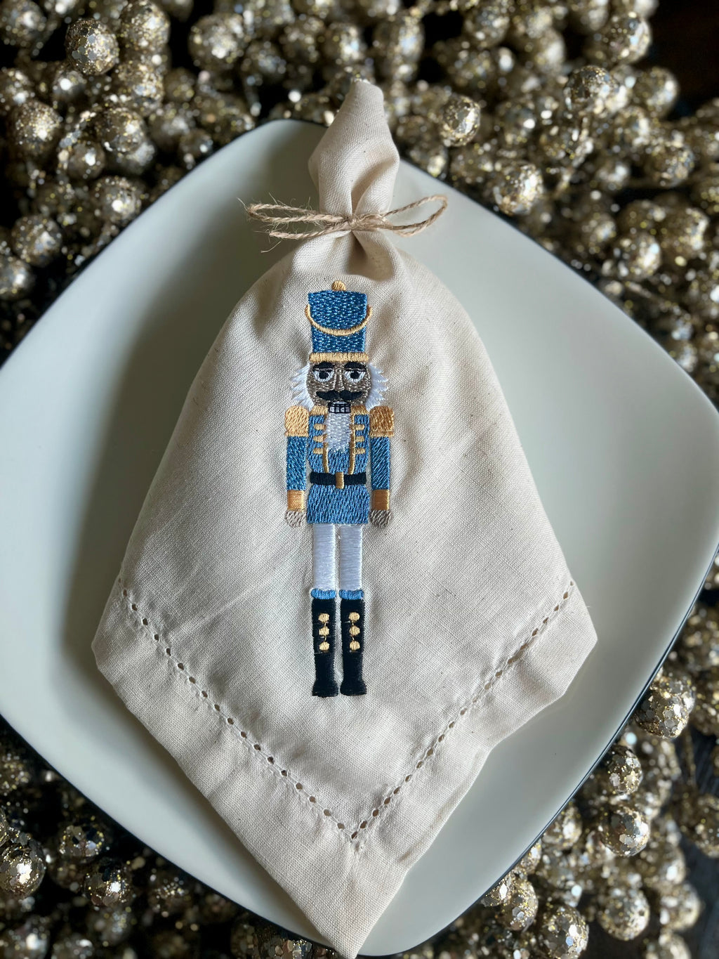 Nutcracker Christmas embroidered cloth napkins