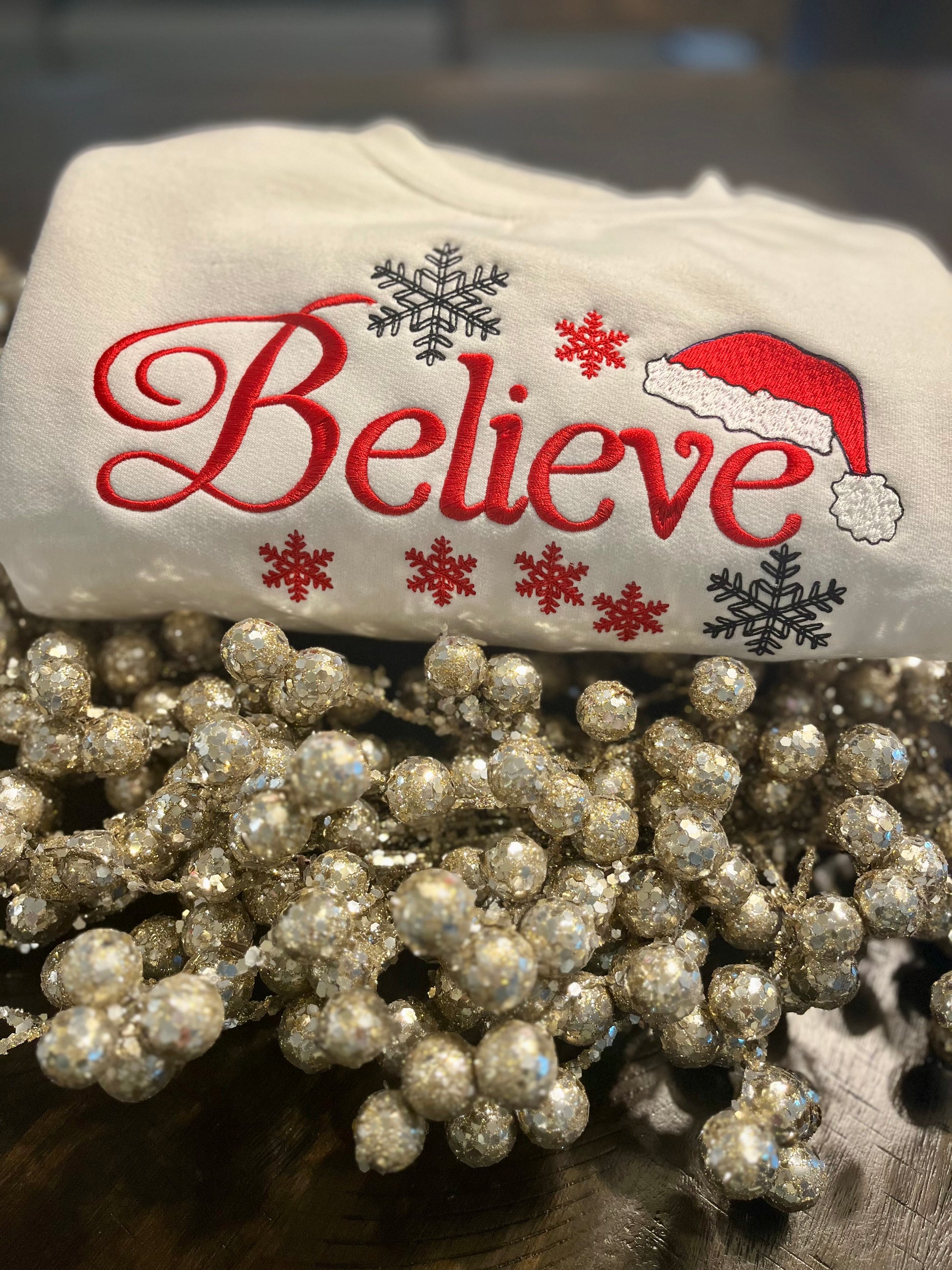 Believe- Christmas embroidered crewneck
