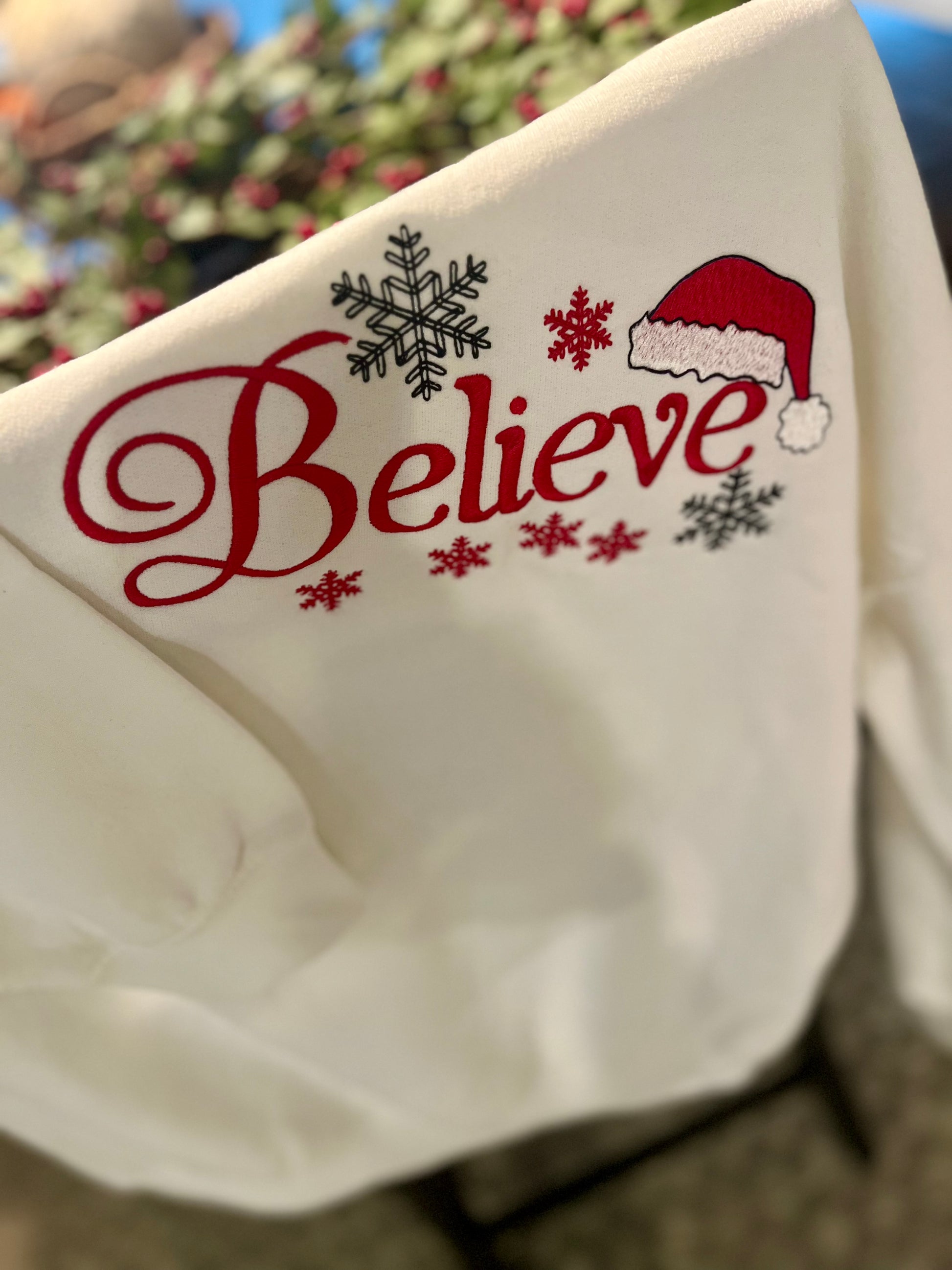 Believe- Christmas embroidered crewneck