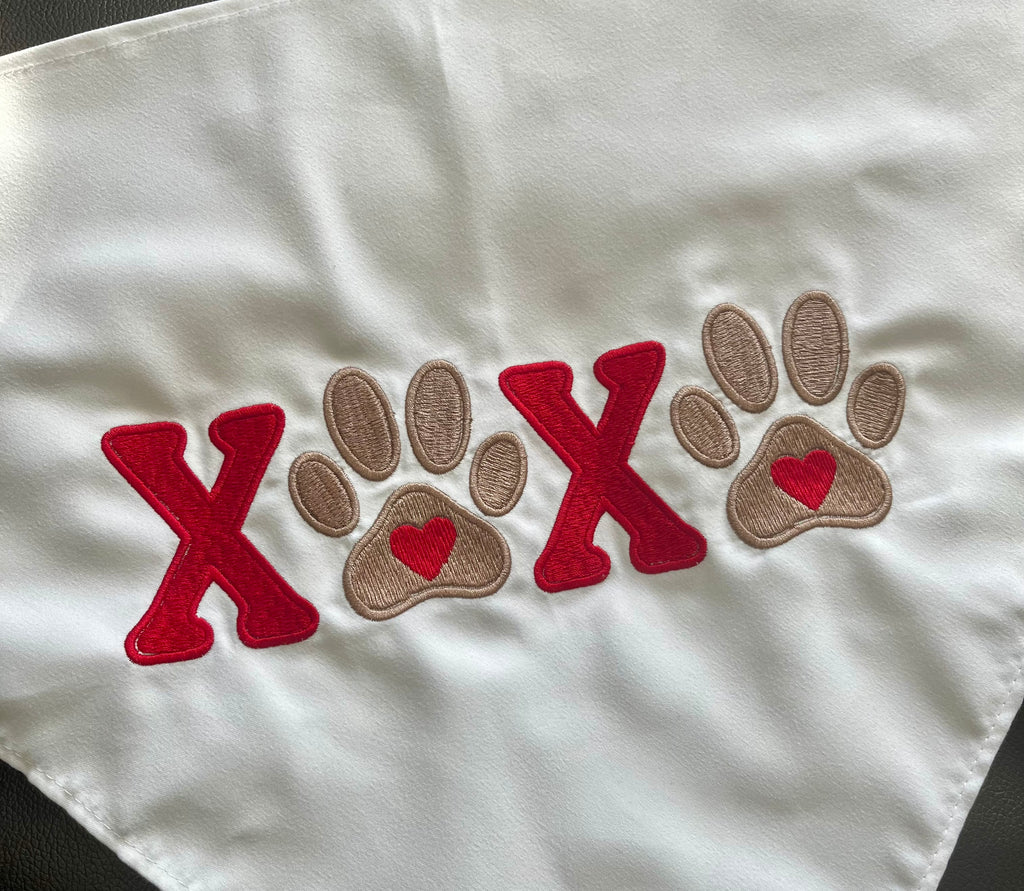 Doggie Valentines Day embroidered Bandana XOXO