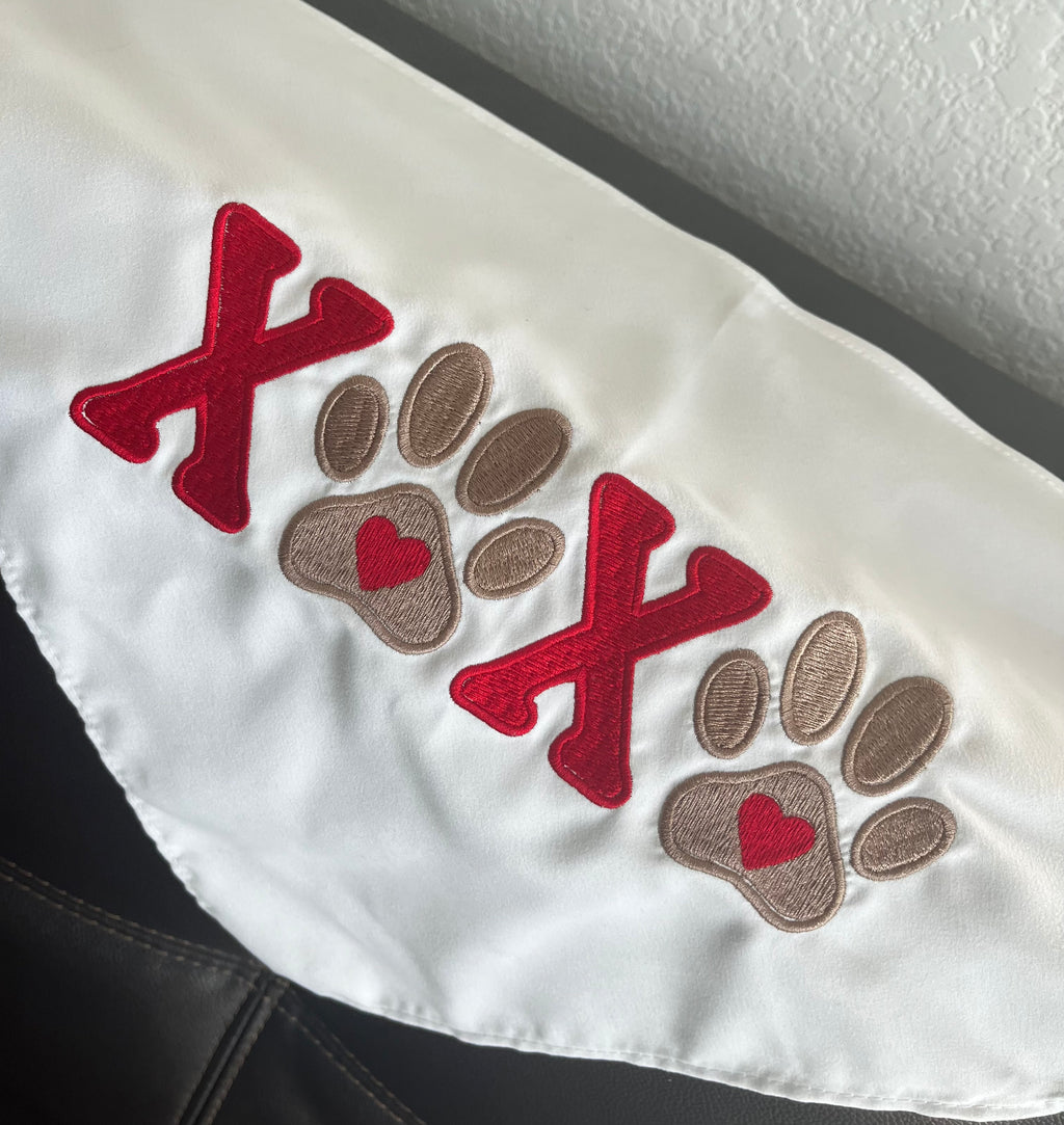 Doggie Valentines Day embroidered Bandana XOXO