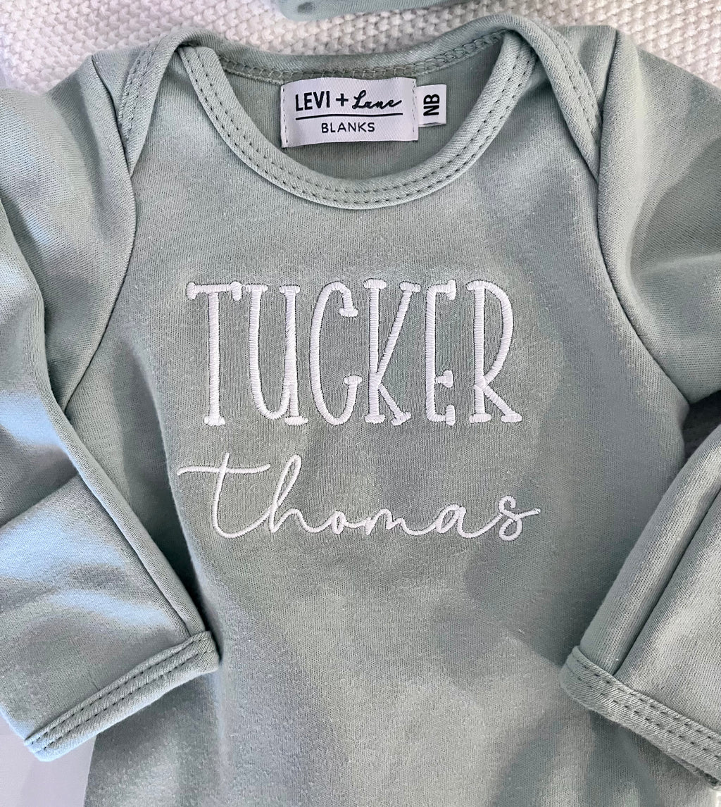 Baby personalized embroidered Gift Set – Blanket, Onesie & Hat