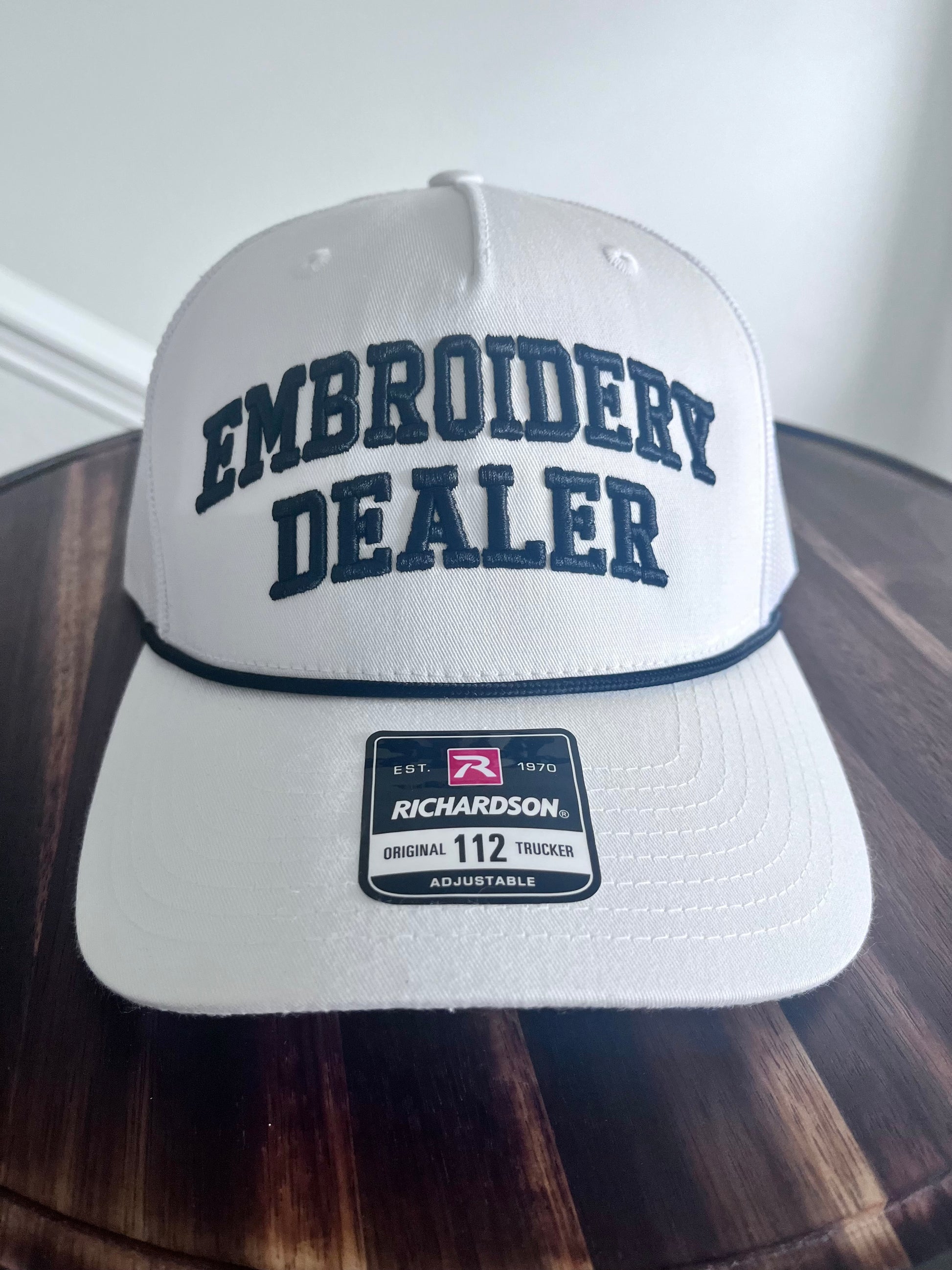 Embroidery Dealer 3D Puff embroidered Richardson 112 Rope Trucker Hat