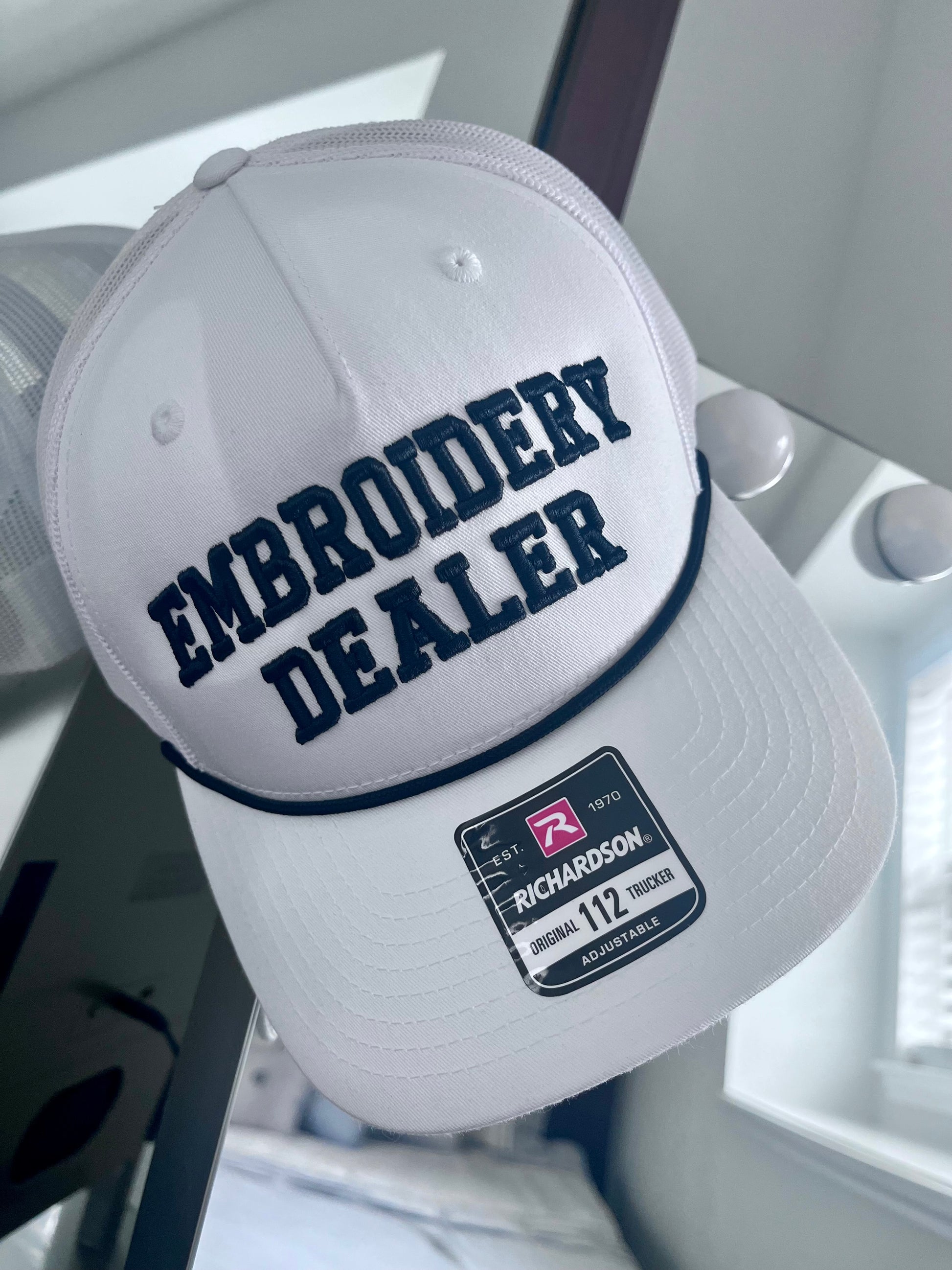 Embroidery Dealer 3D Puff embroidered Richardson 112 Rope Trucker Hat