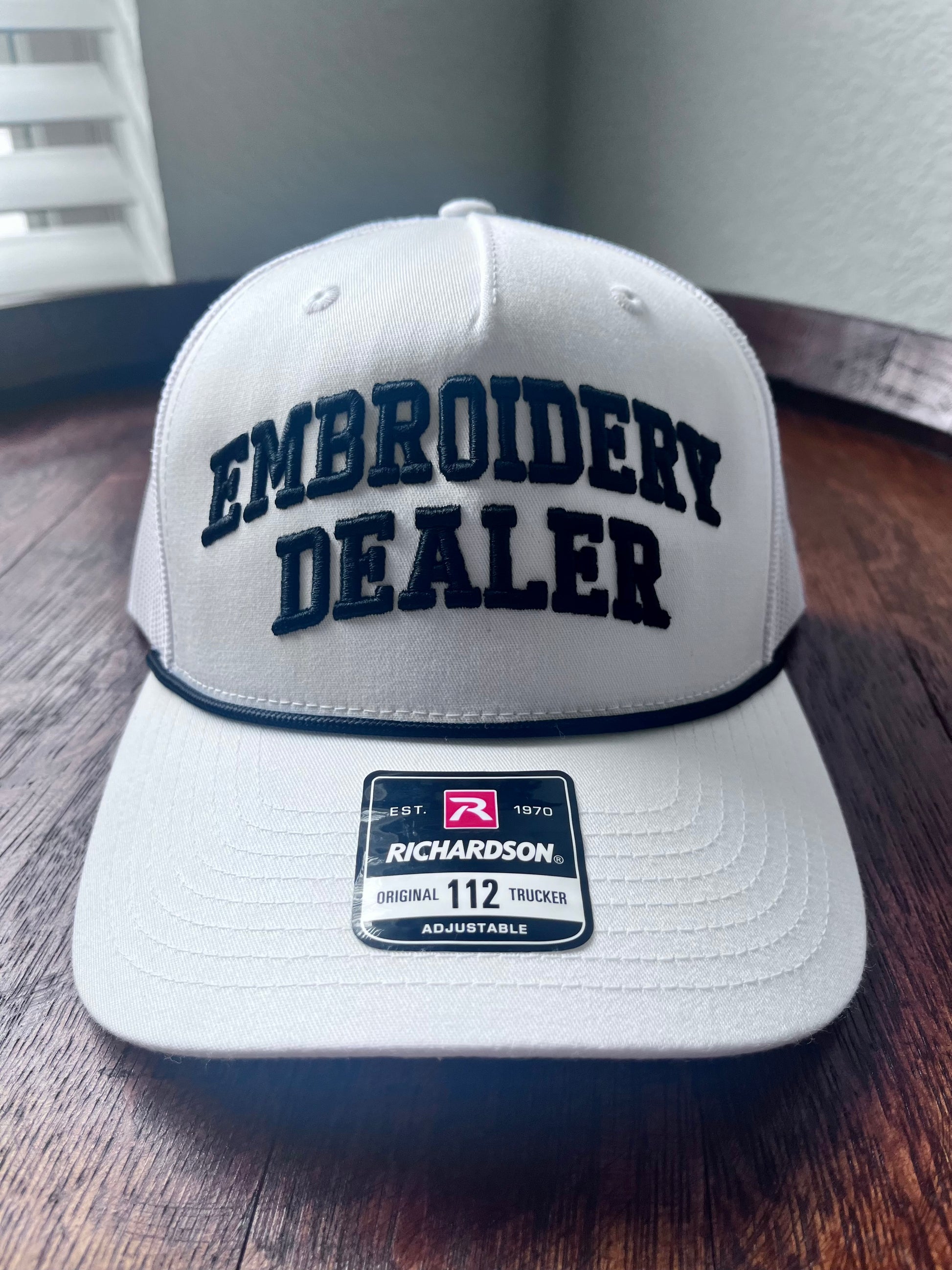 Embroidery Dealer 3D Puff embroidered Richardson 112 Rope Trucker Hat