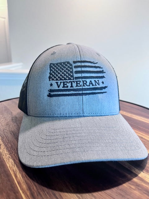 Veteran American Flag Embroidered Richardson 112 hat- 6 panel snapback Trucker style hat