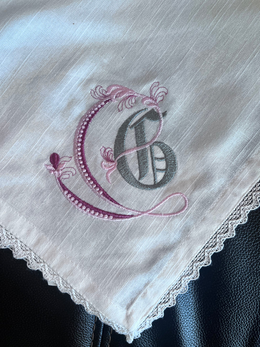 Embroidered Linen Lace Napkins – Custom Monogram with Lace Trim, Wedding Table Setting