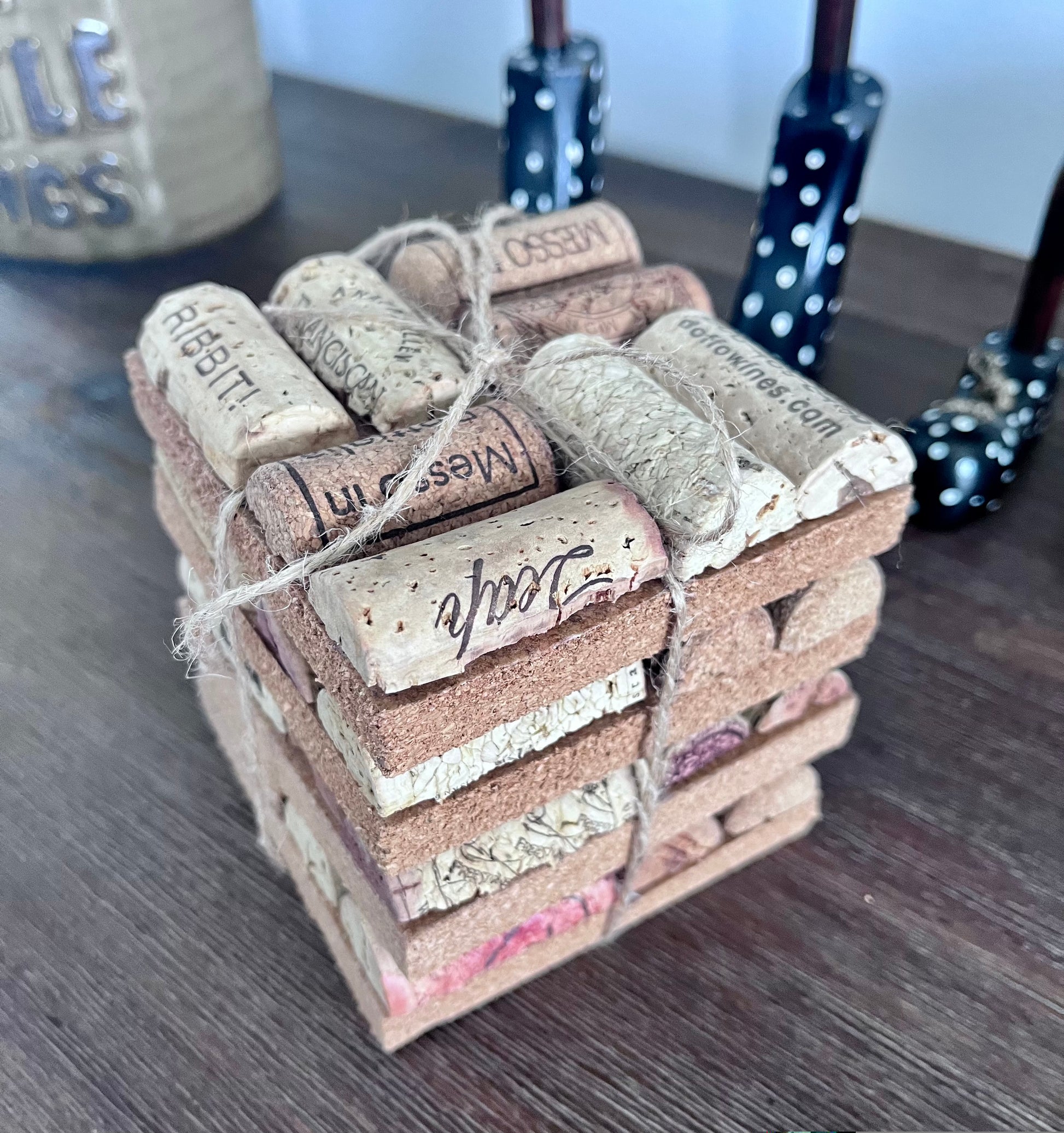 Wine Cork Coasters Recycled Handmade- set of 4