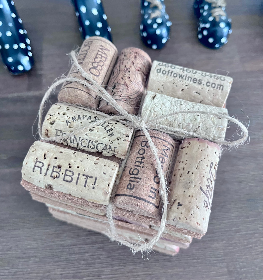Wine Cork Coasters Recycled Handmade- set of 4