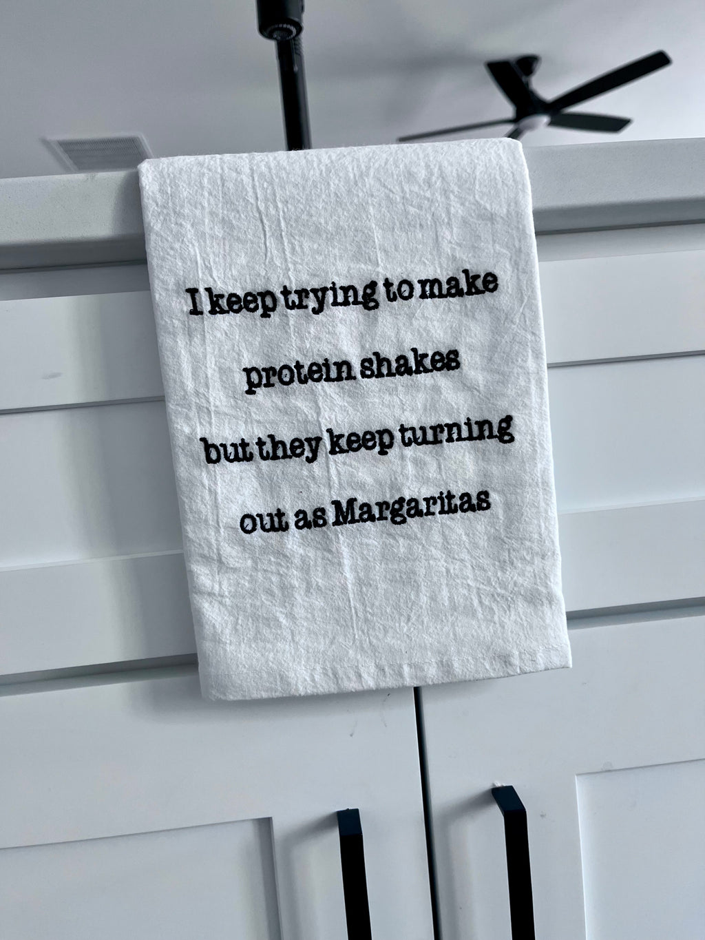 Embroidered Flour Sack Towels – Typewriter Font, 100% Cotton Kitchen Towels