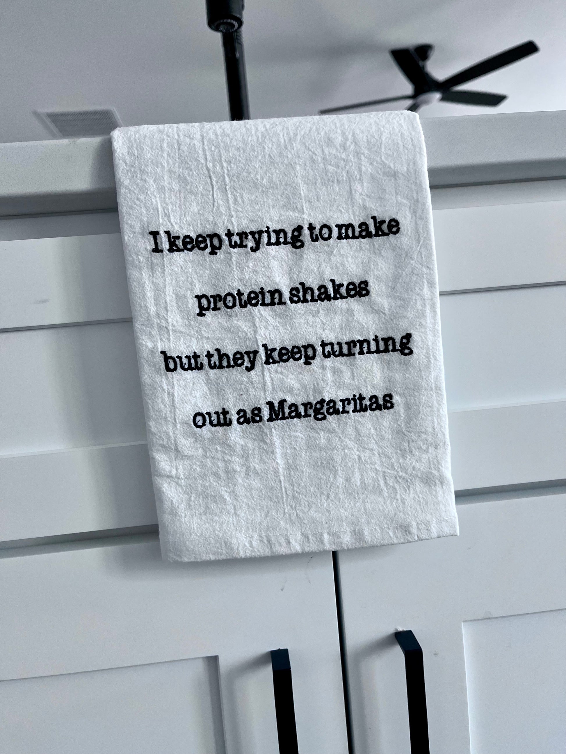 Embroidered Flour Sack Towels – Typewriter Font, 100% Cotton Kitchen Towels