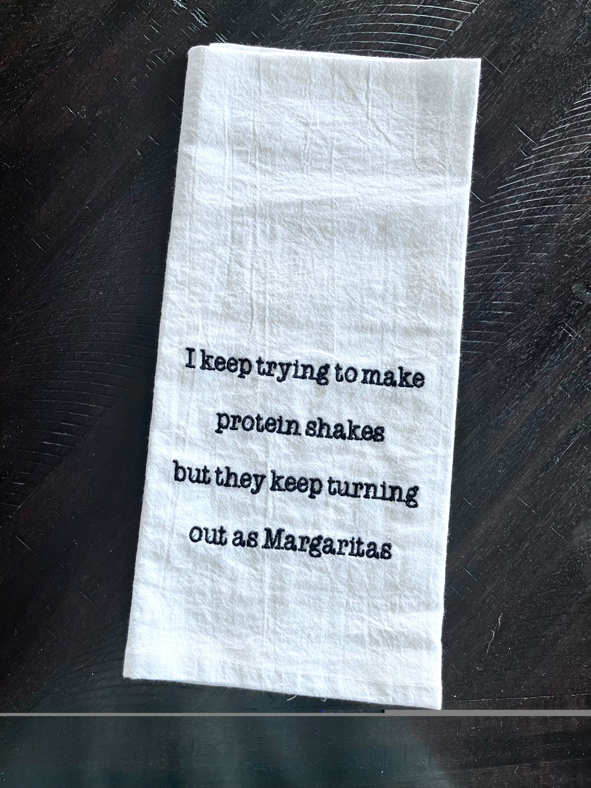 Embroidered Flour Sack Towels – Typewriter Font, 100% Cotton Kitchen Towels