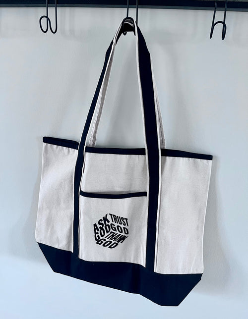 Ask God Trust God Thank God Christian Canvas Tote Bag