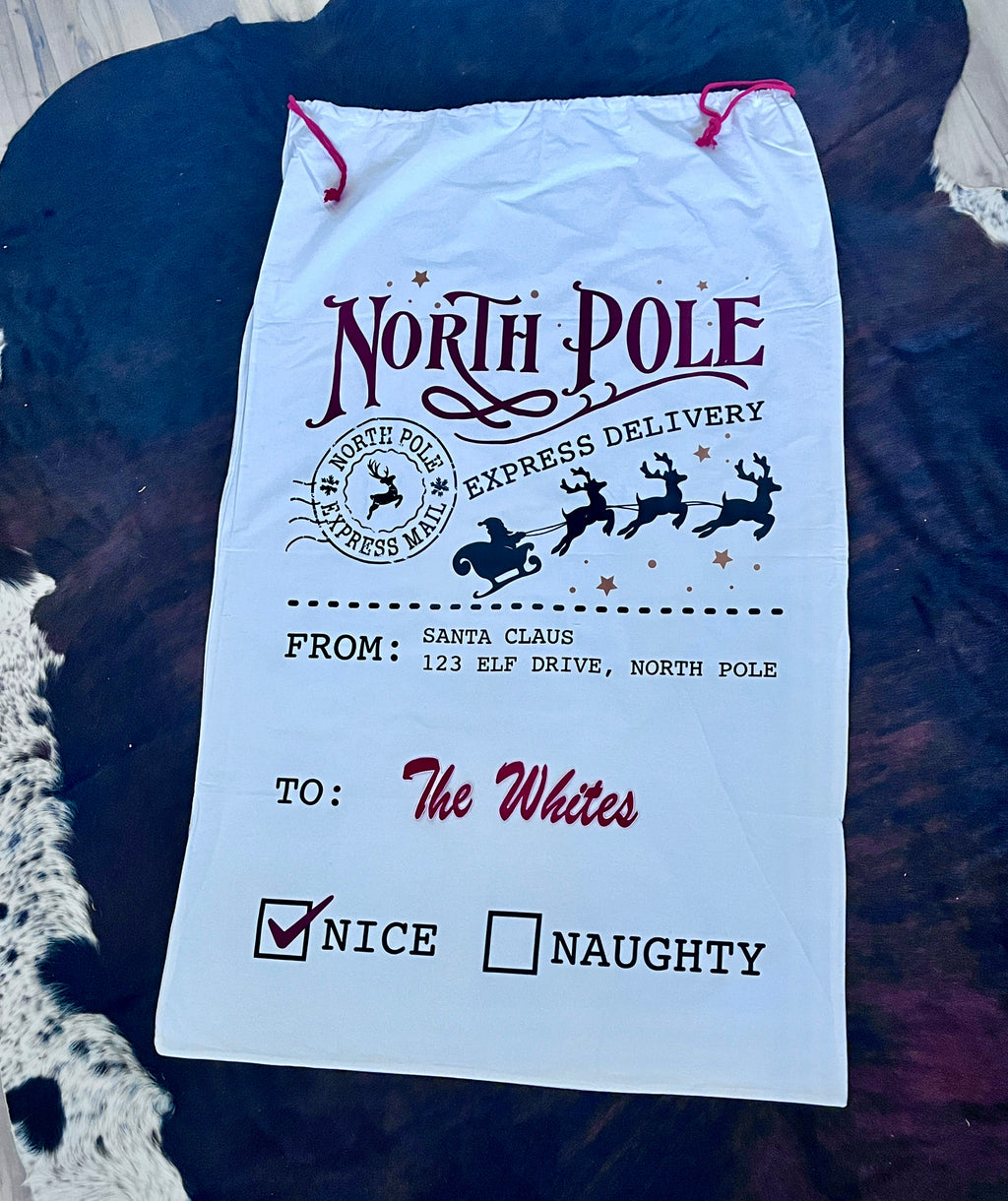 Jumbo Christmas Gift Bag – Personalized Embroidered Santa Sack