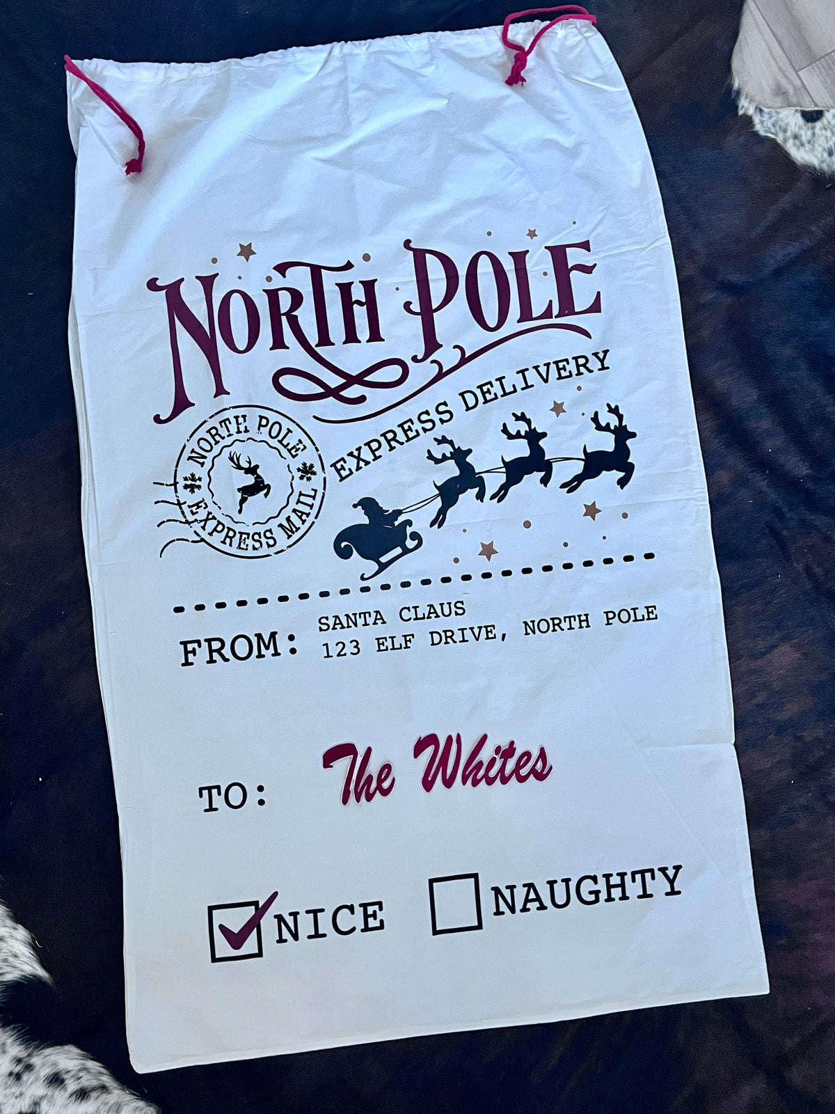 Jumbo Christmas Gift Bag – Personalized Embroidered Santa Sack