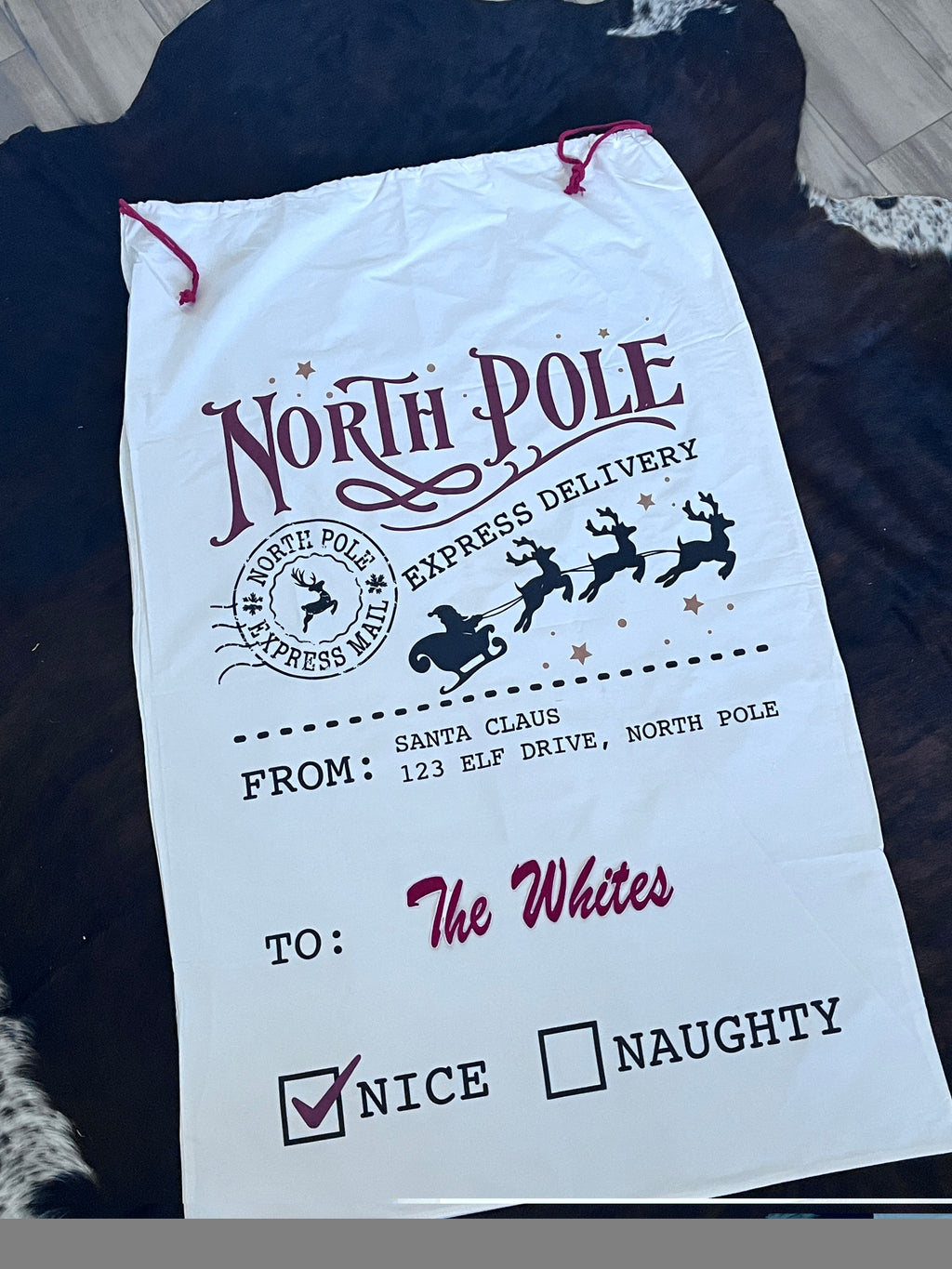 Jumbo Christmas Gift Bag – Personalized Embroidered Santa Sack