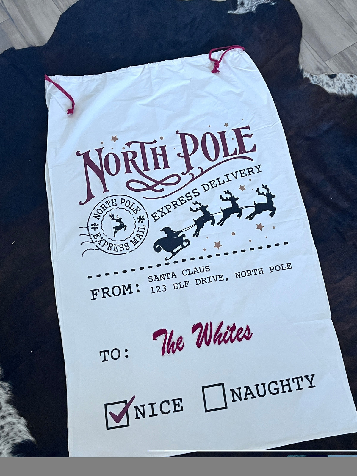 Jumbo Christmas Gift Bag – Personalized Embroidered Santa Sack