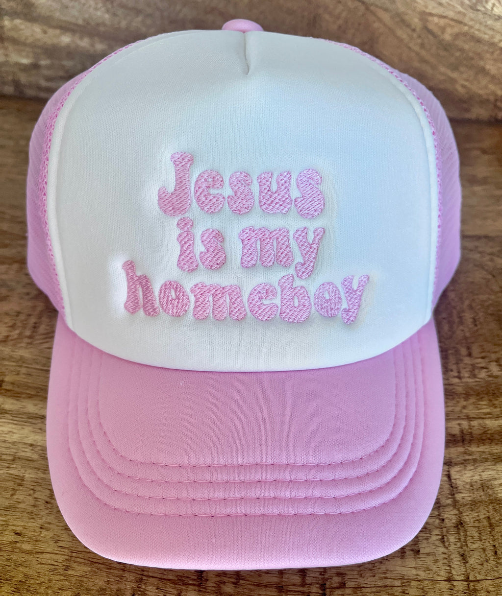 Jesus Is My Homeboy Embroidered Kids Trucker Hat | Ages 5+