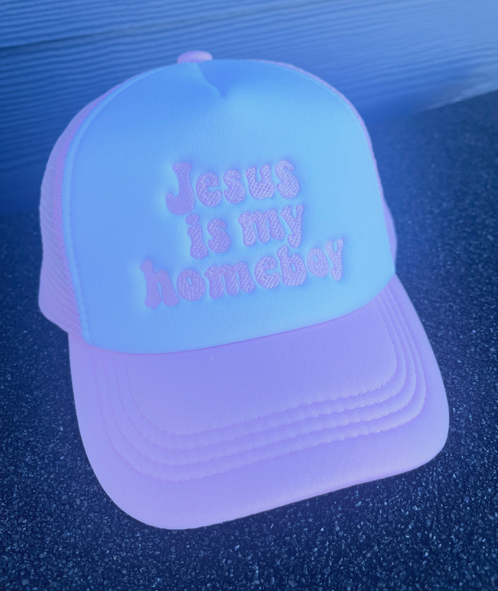 Jesus Is My Homeboy Embroidered Kids Trucker Hat | Ages 5+