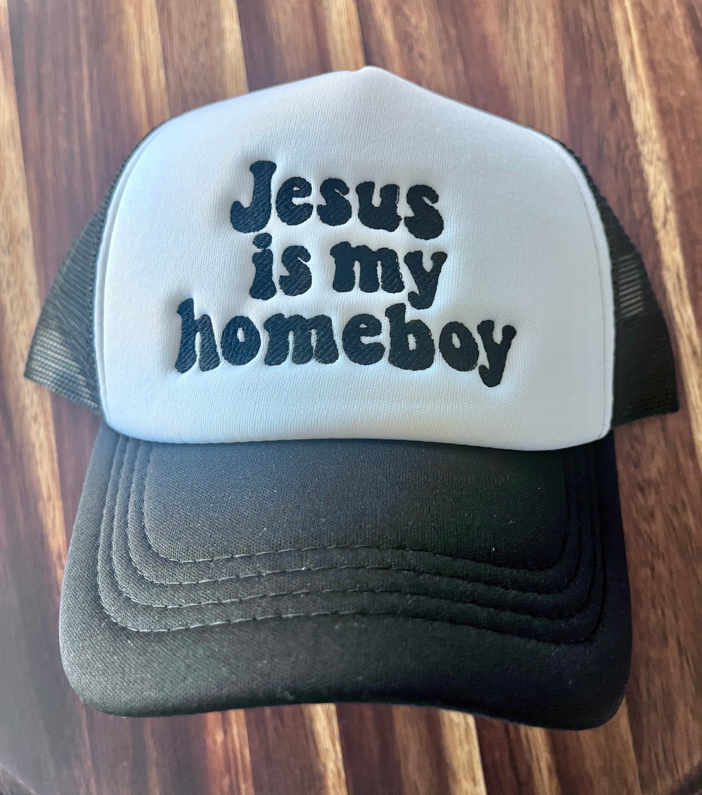 Jesus Is My Homeboy Embroidered Kids Trucker Hat | Ages 5+
