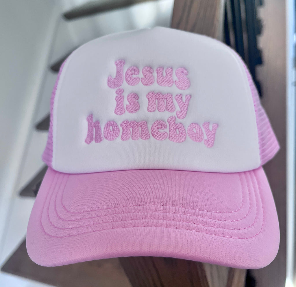 Jesus Is My Homeboy Embroidered Kids Trucker Hat | Ages 5+