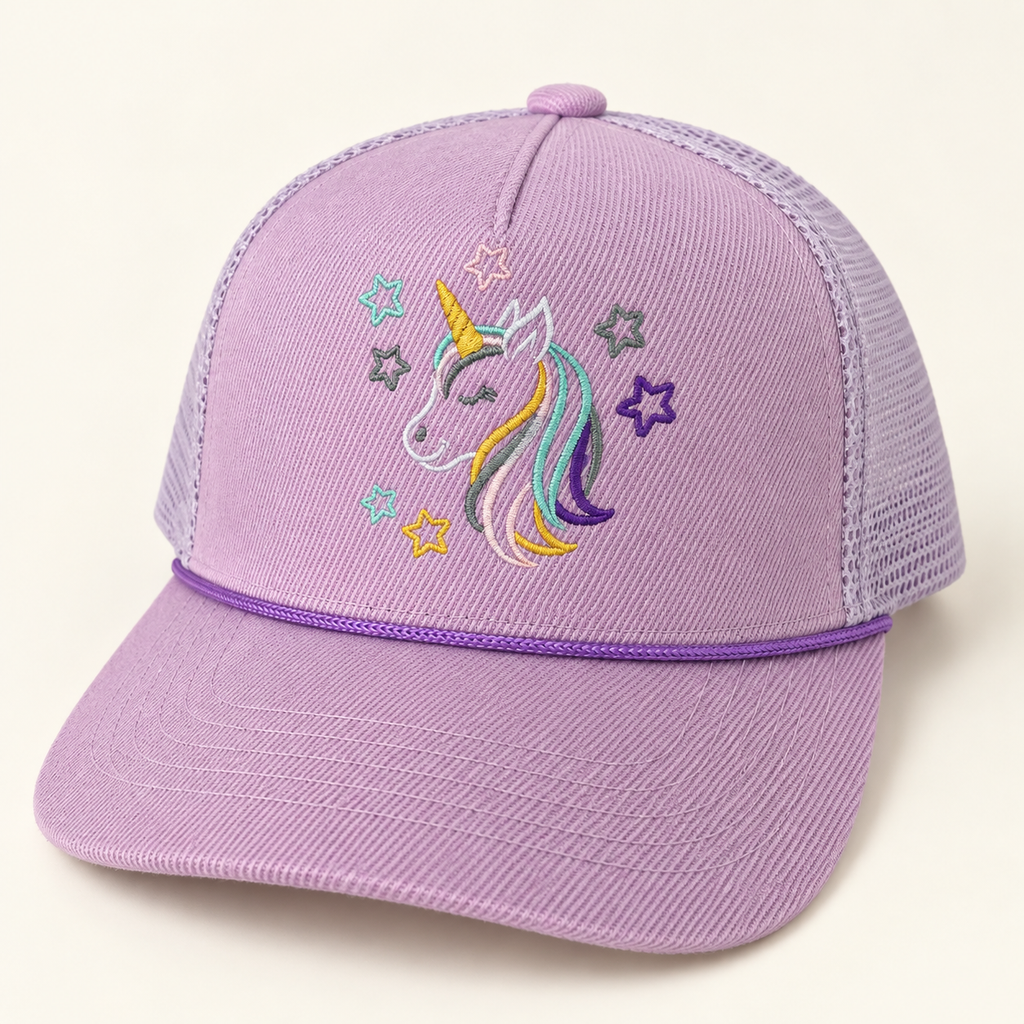 Baby & Toddler Unicorn Embroidered Rope Trucker Hat – Ages 0–5