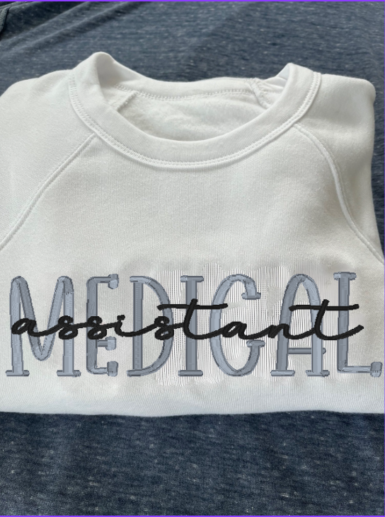 Medical Assistant customized embroidered crewneck sweatshirt Bella + Canvas