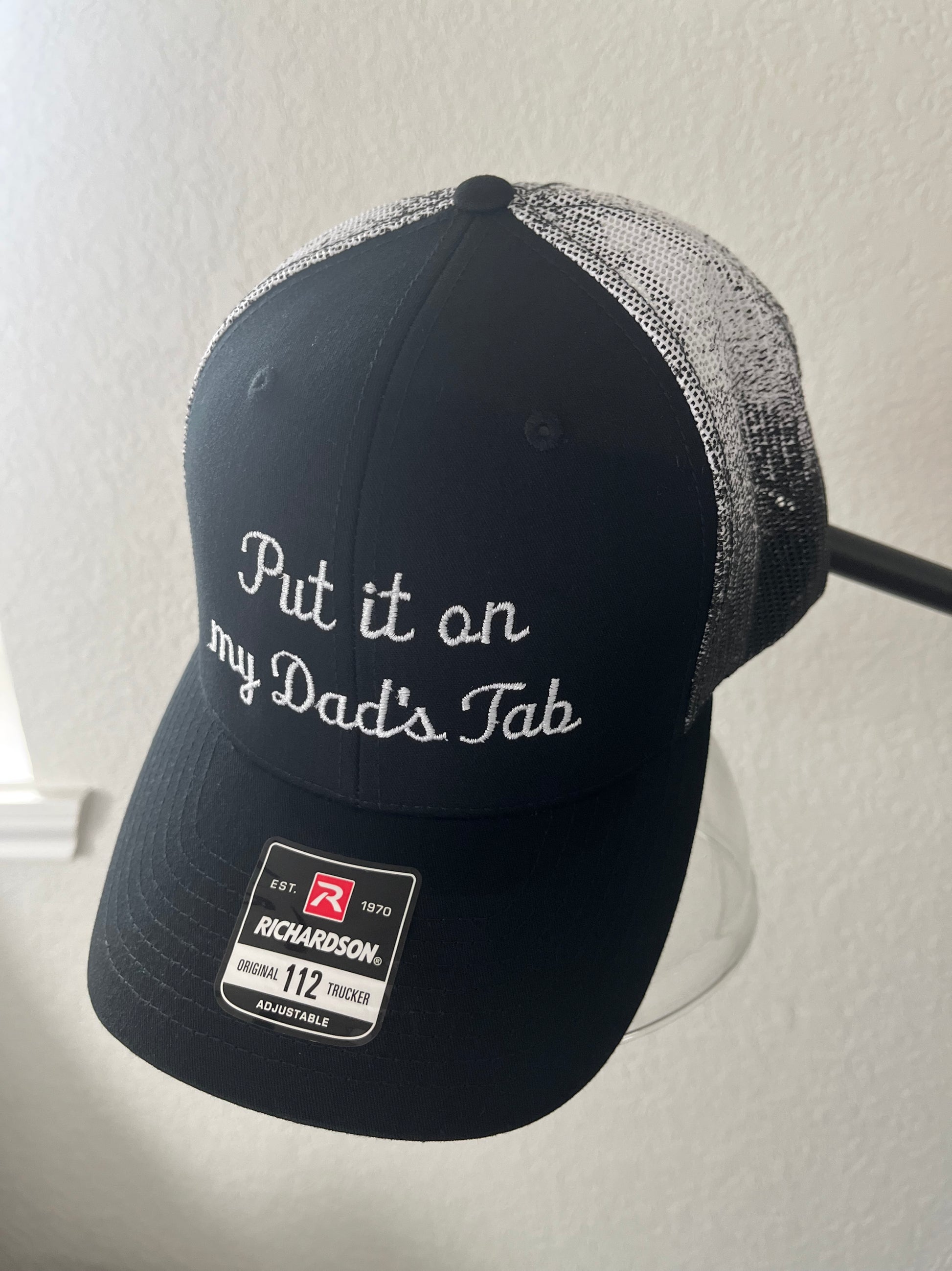 Put it on my Dads Tab Richardson 112 Trucker 6 panel Hat in Ombre black and white- Perfect gift for a teen!