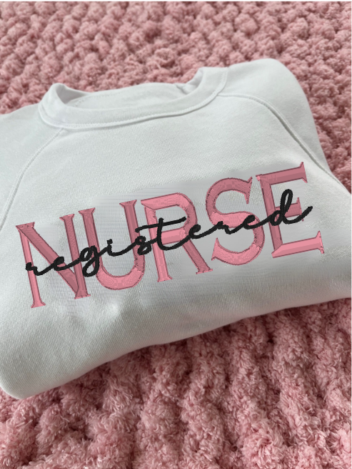 Registered_Nurse_Embroidered_crewneck_sweatshirt_Bella_Canvas-Threadz Embroidery