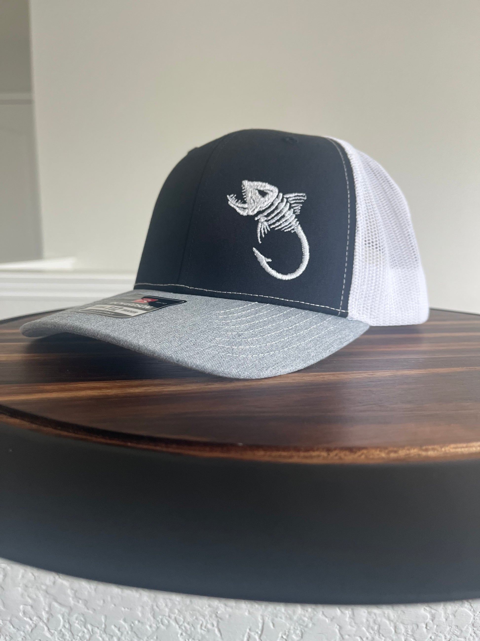 Fish skeleton hook fishing hat embroidered- Richardson 112 Trucker hat 6 panel  Fathers Day Gift  Dad Gift  Man gift Fishing lovers gift