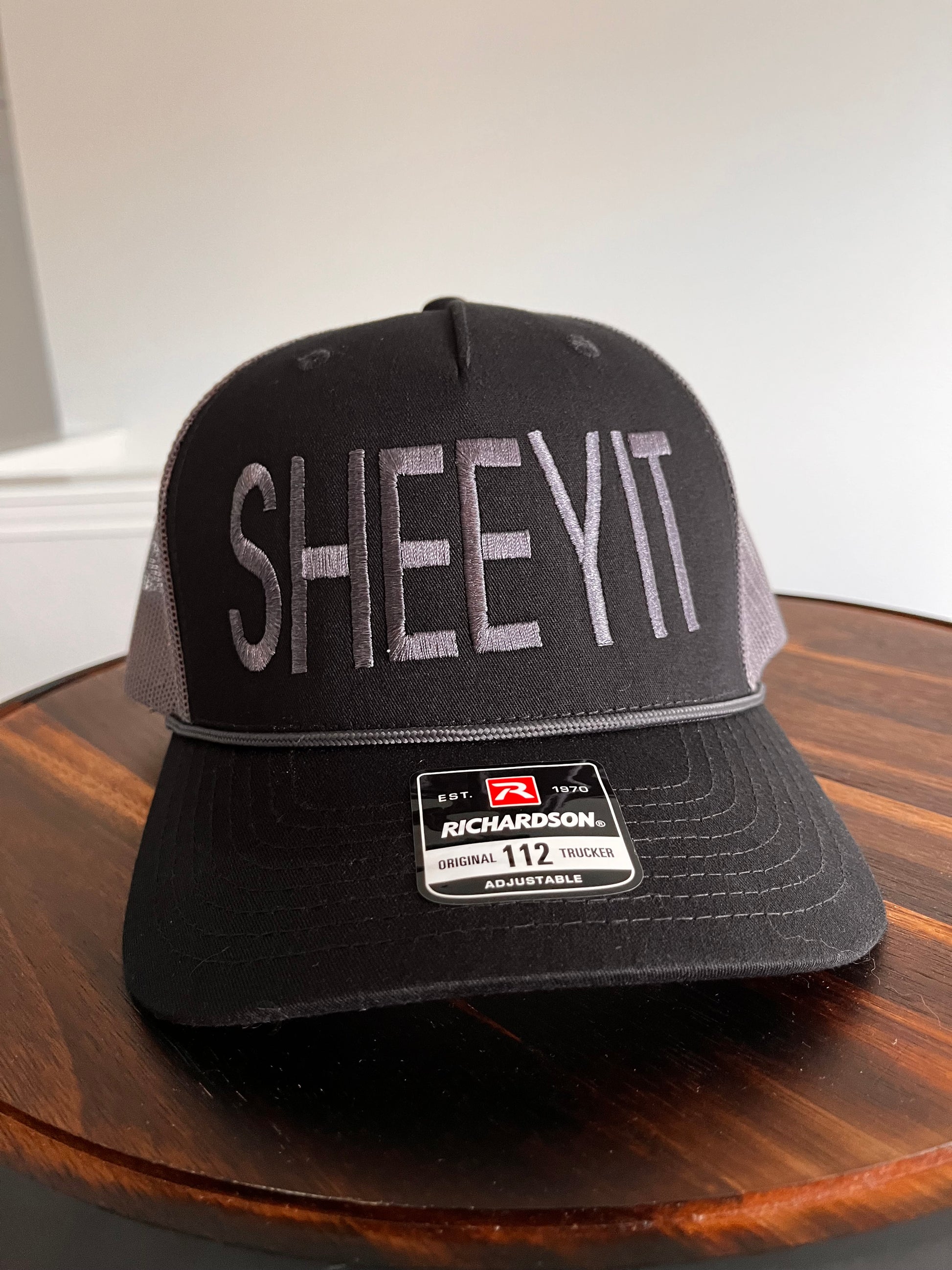 SHEEYIT hat- Richardson 112 Trucker with 5 panels- with Rope- In Gray/Black