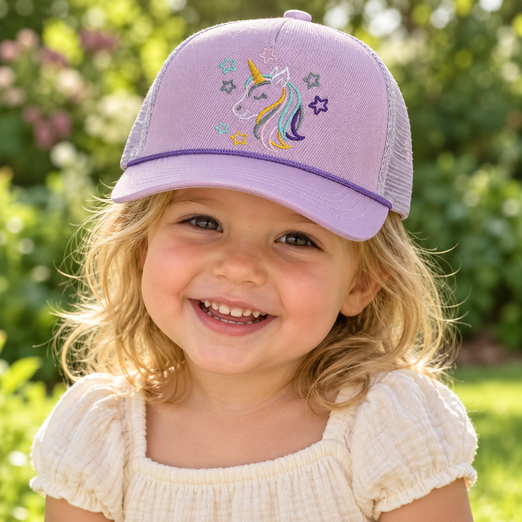 Baby & Toddler Unicorn Embroidered Rope Trucker Hat – Ages 0–5